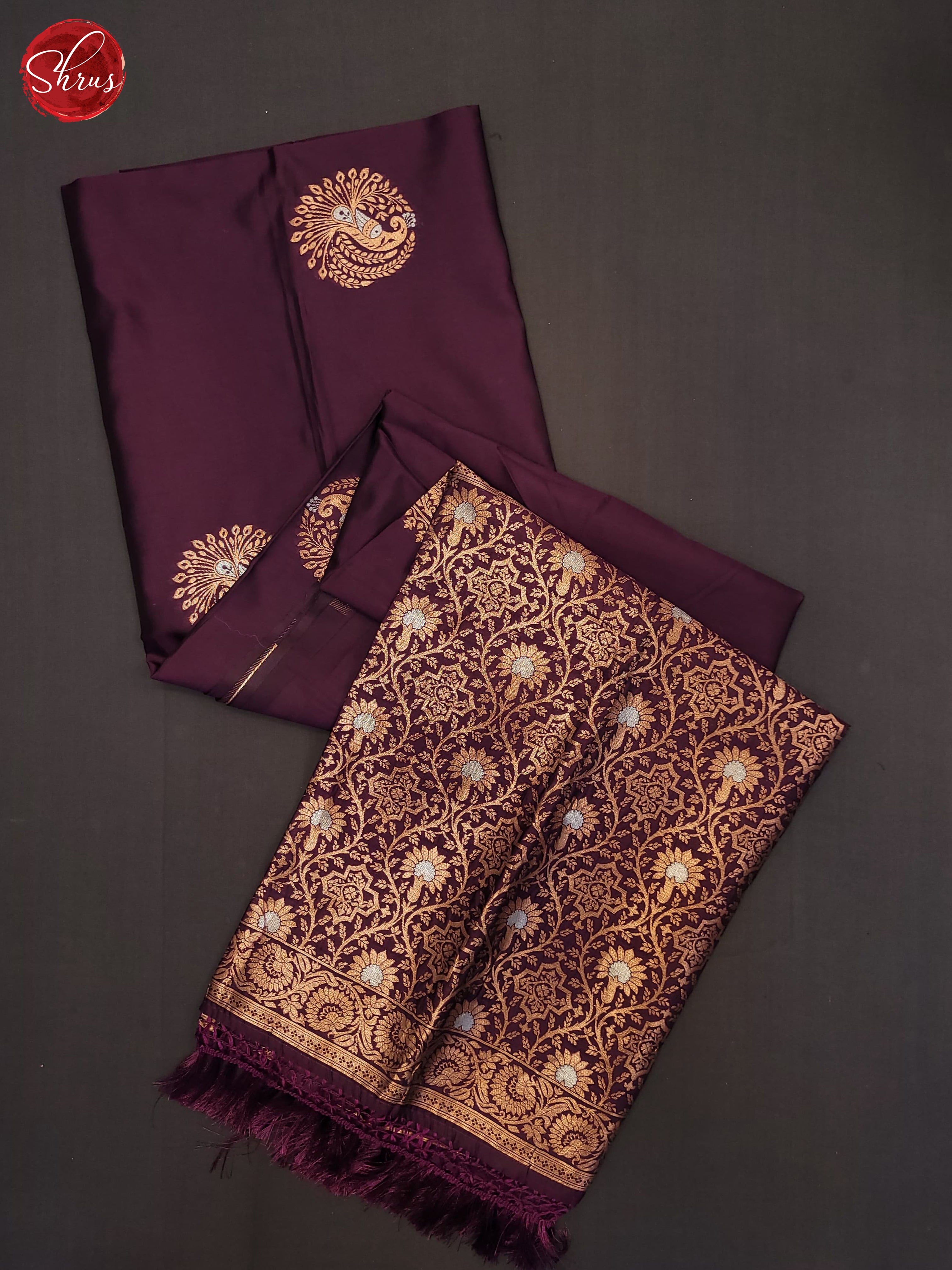 Wine(SIngle Tone) - Semi Softsilk Saree - Shop on ShrusEternity.com