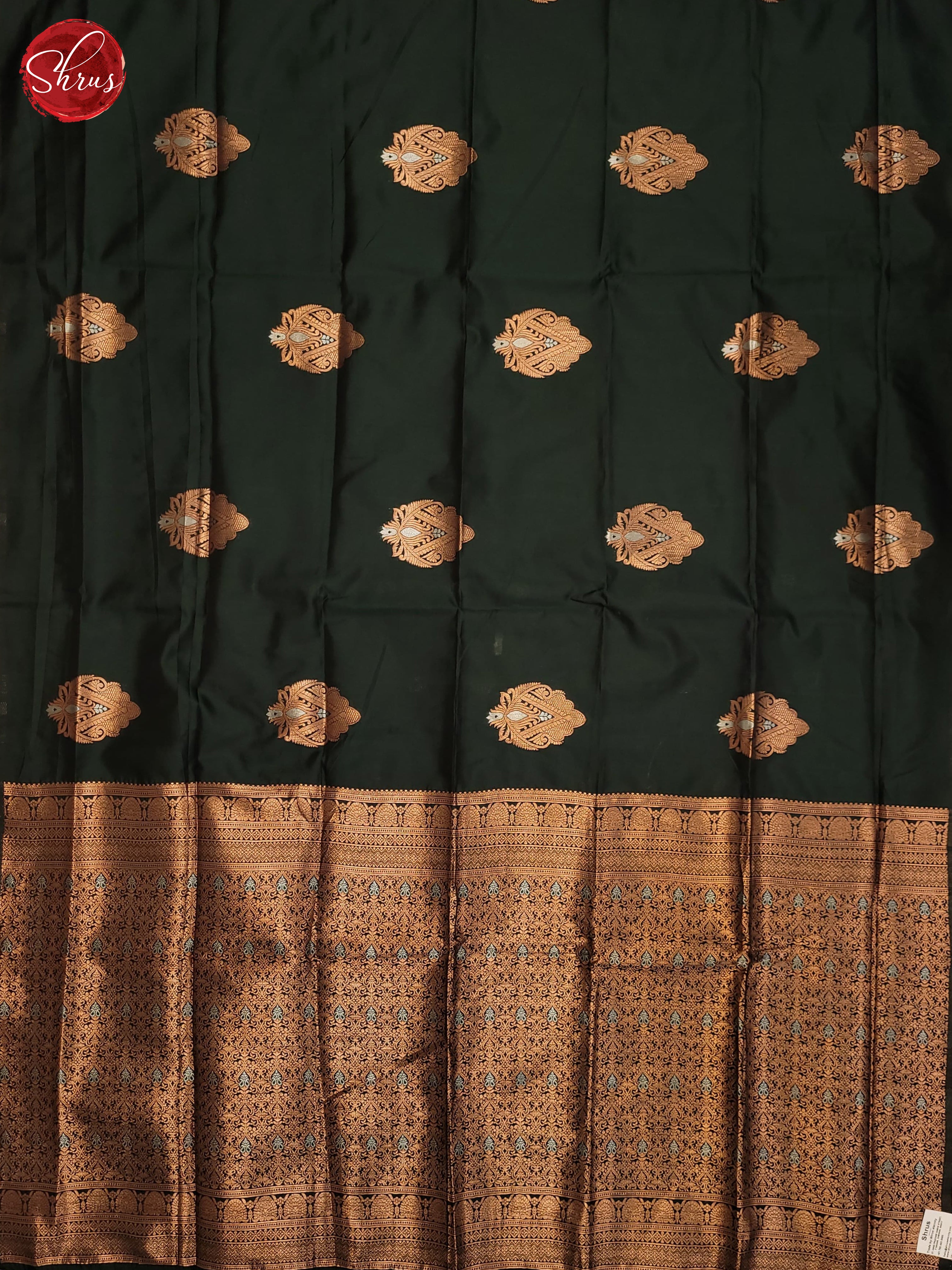 Bottle Green(Single Tone) - Semi Softsilk Saree - Shop on ShrusEternity.com