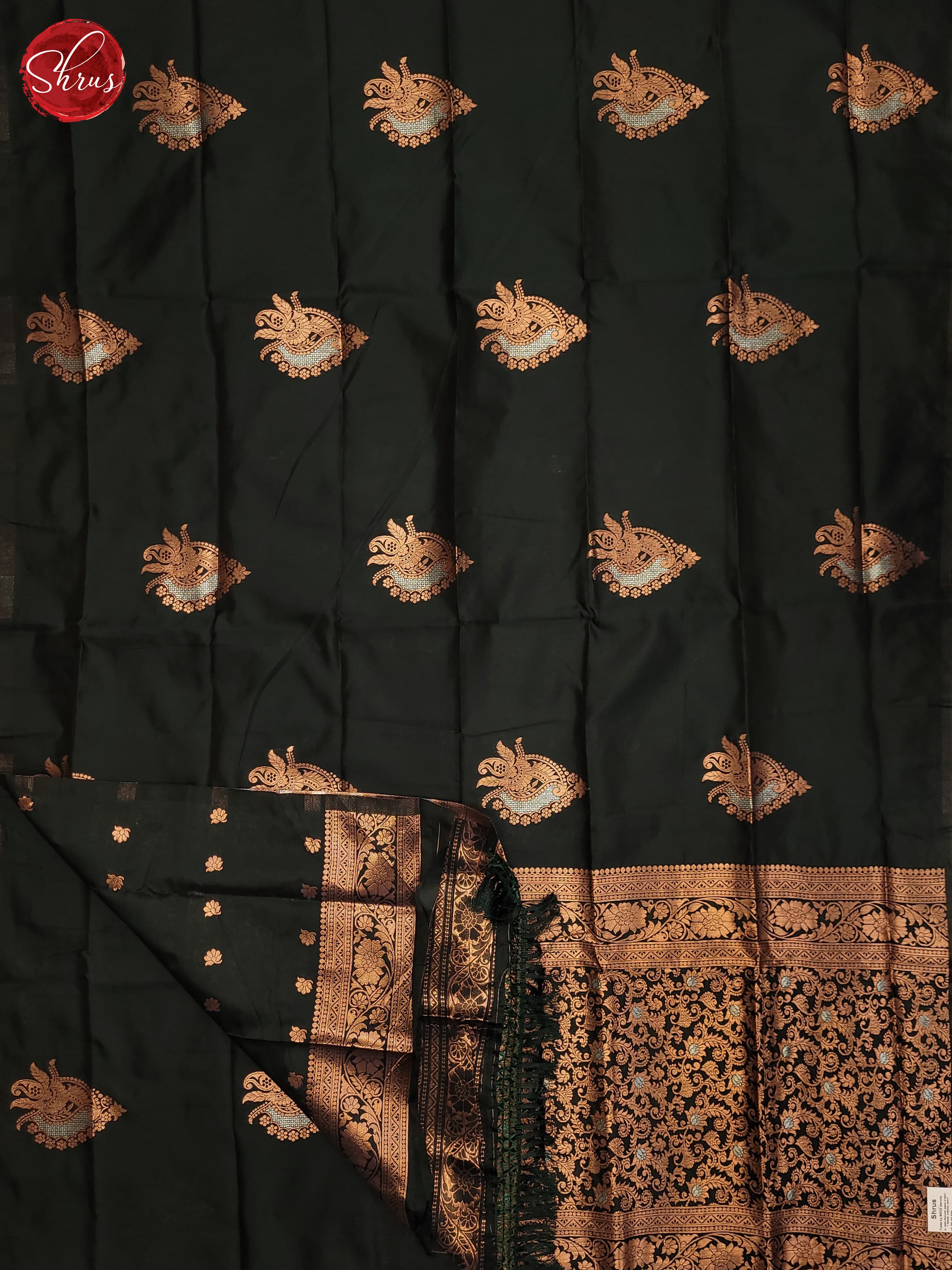 Bottle Green(Single Tone) - Semi Softsilk Saree - Shop on ShrusEternity.com