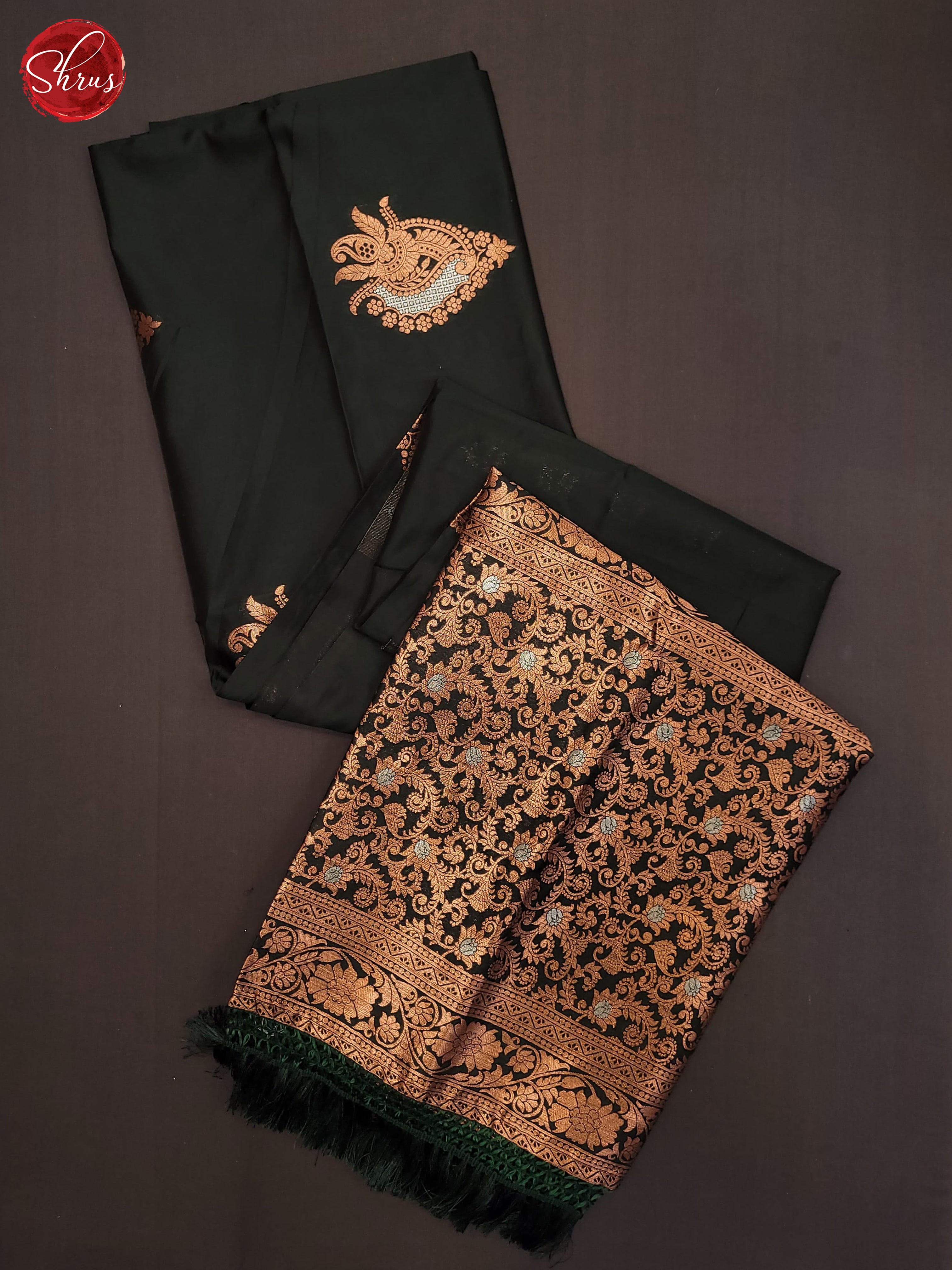 Bottle Green(Single Tone) - Semi Softsilk Saree - Shop on ShrusEternity.com