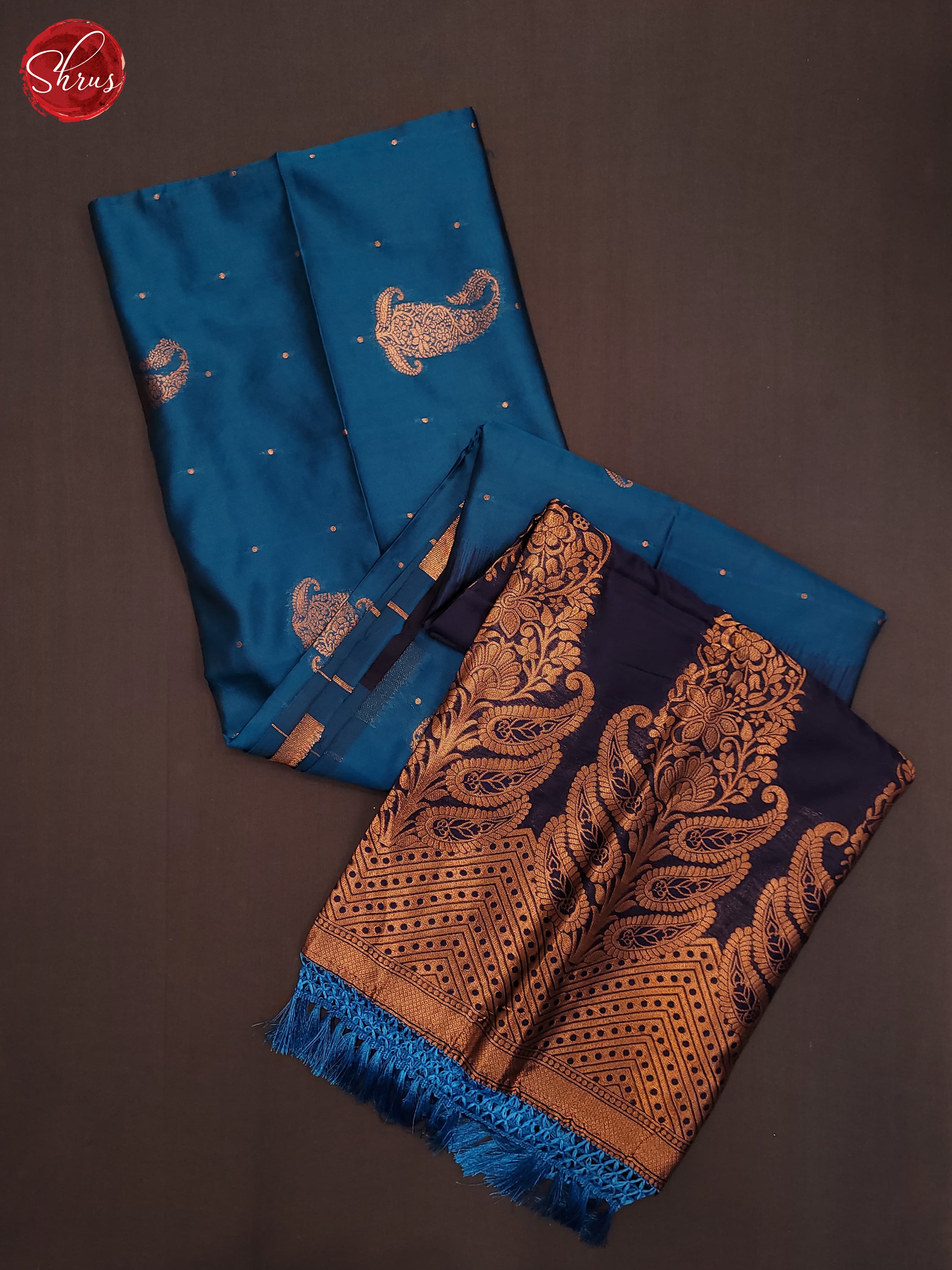 Blue & Navy Blue - Semi Softsilk Saree - Shop on ShrusEternity.com