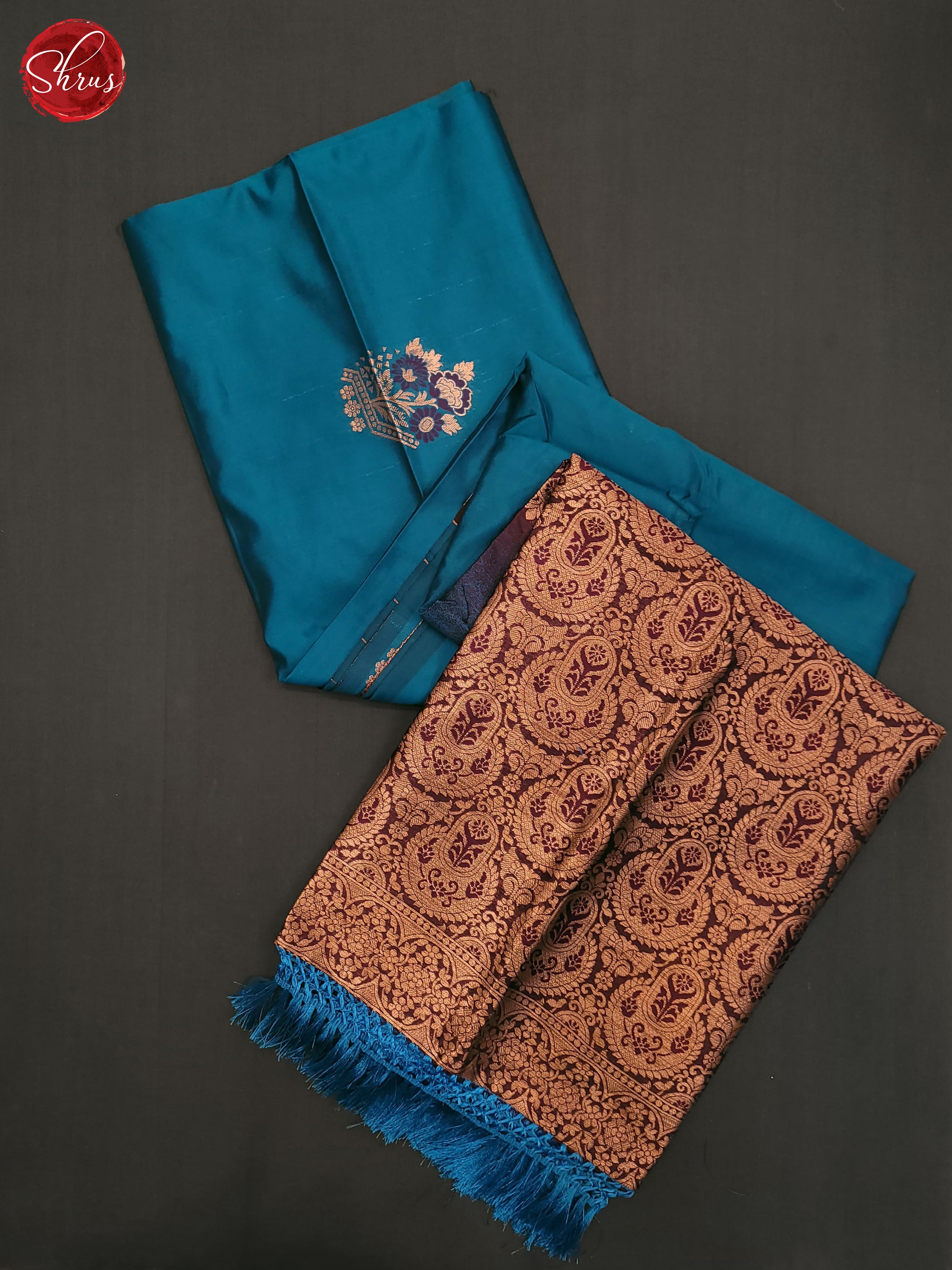 Blue & Brown- Semi Softsilk Saree - Shop on ShrusEternity.com