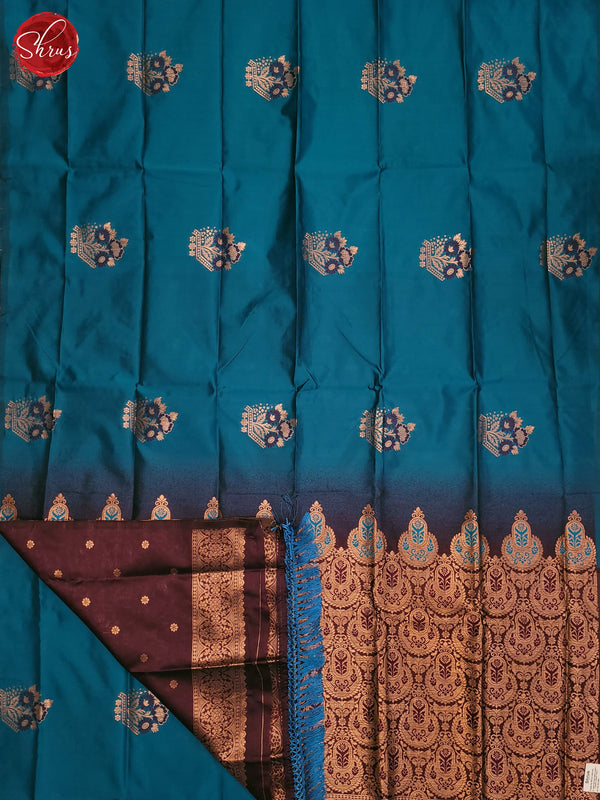 Blue & Brown- Semi Softsilk Saree - Shop on ShrusEternity.com