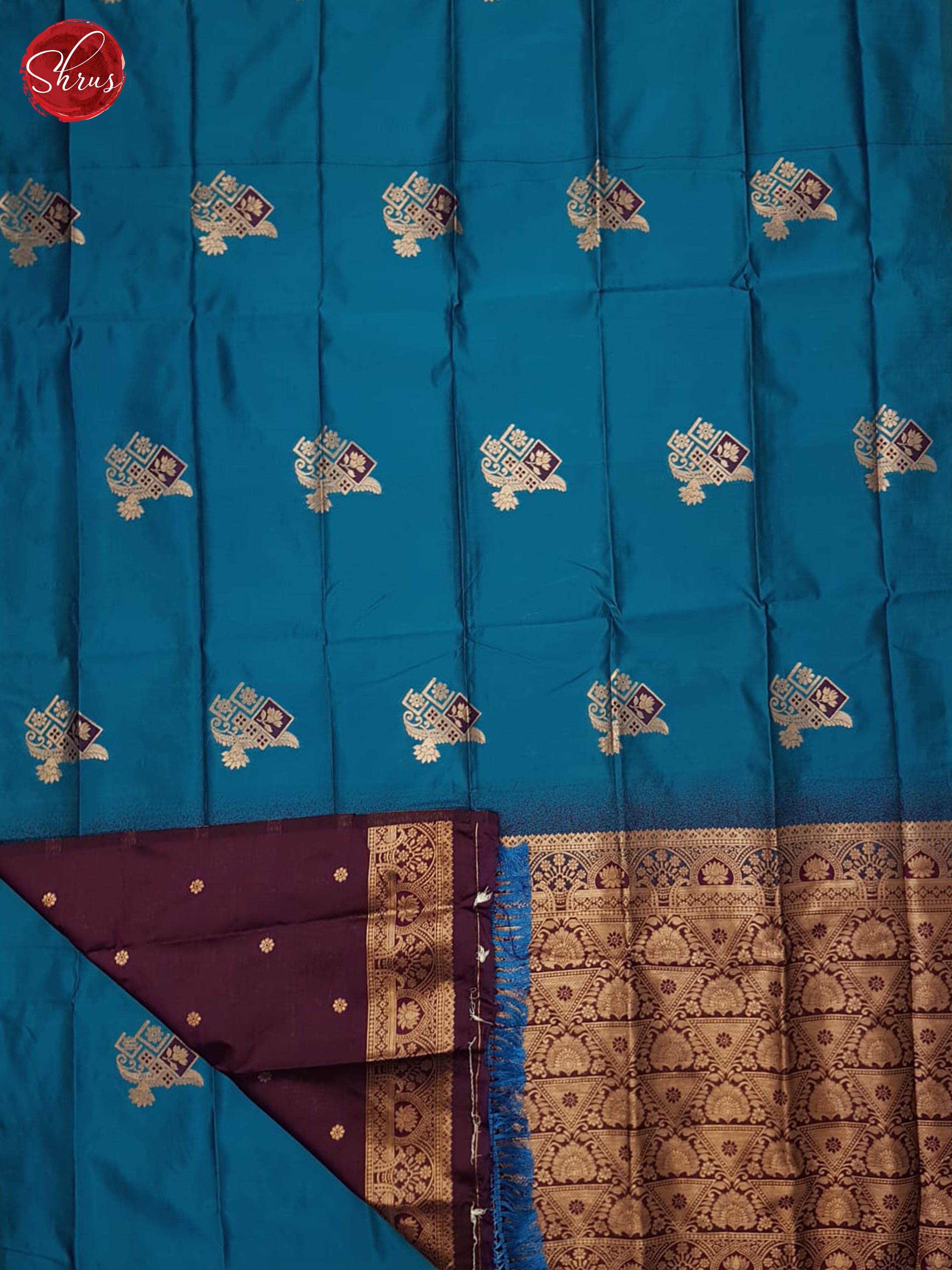 Blue And Wine-Semi soft Silk saree - Shop on ShrusEternity.com