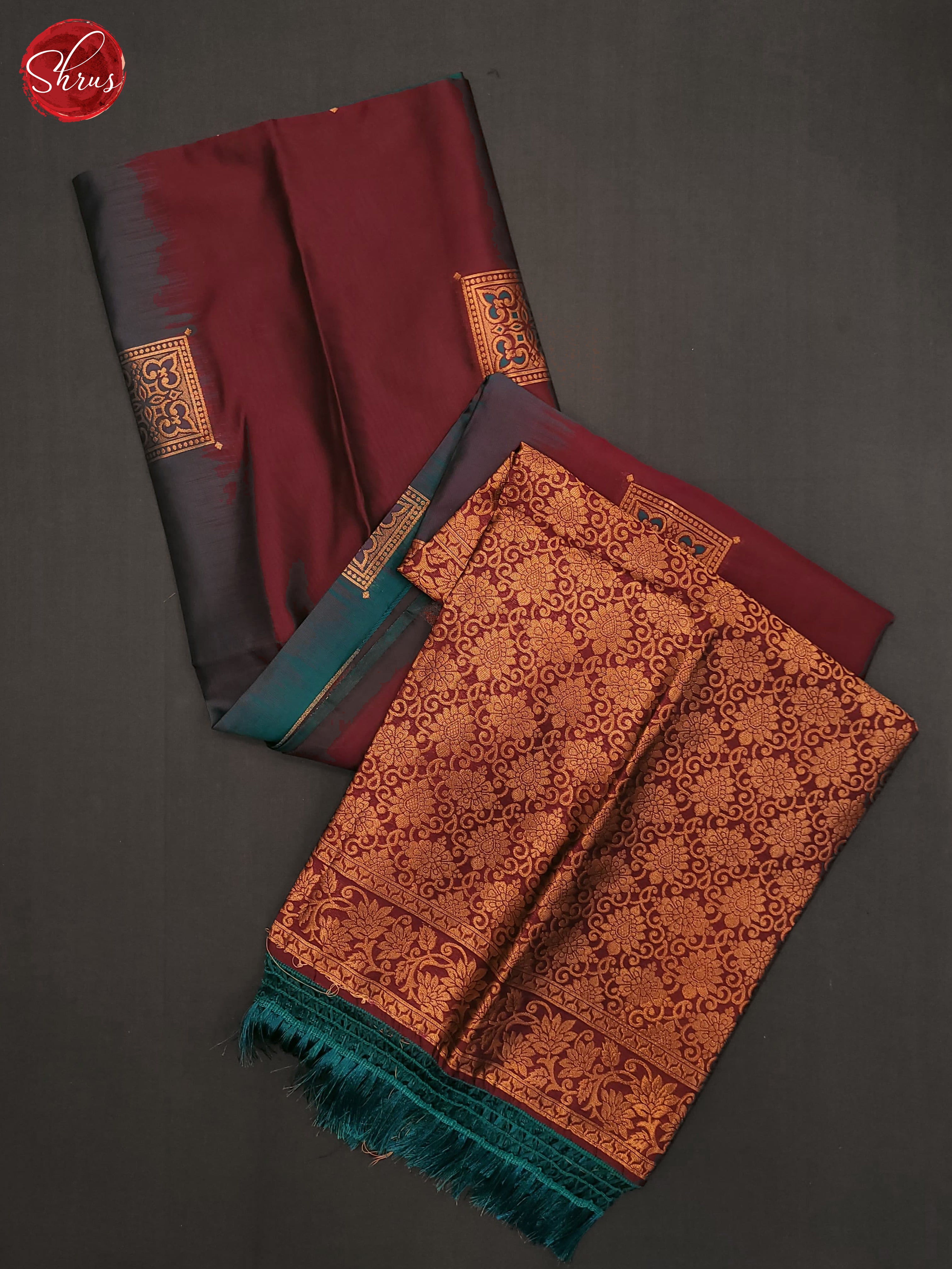 Green & Maroon - Semi Softsilk Saree - Shop on ShrusEternity.com