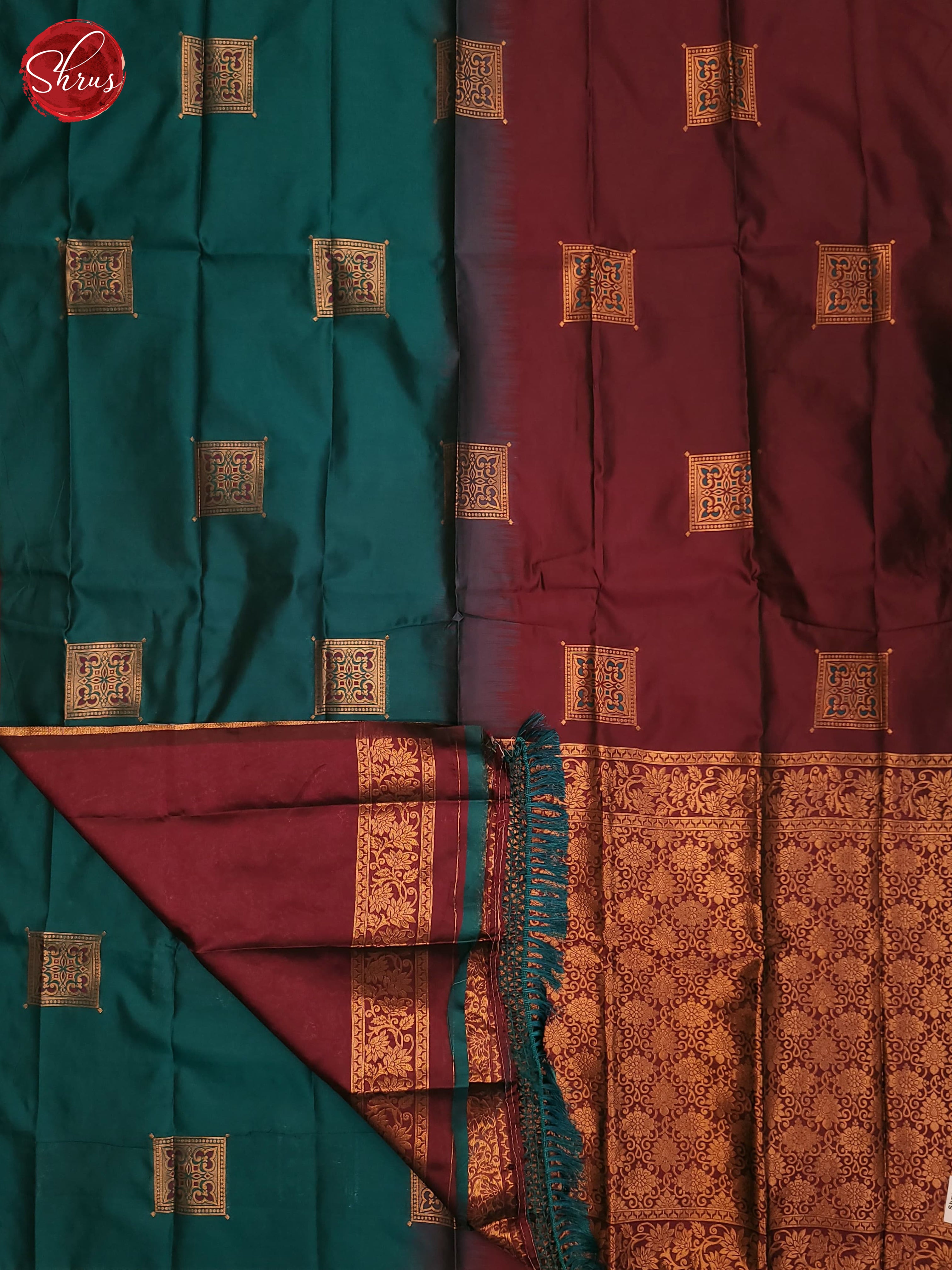 Green & Maroon - Semi Softsilk Saree - Shop on ShrusEternity.com