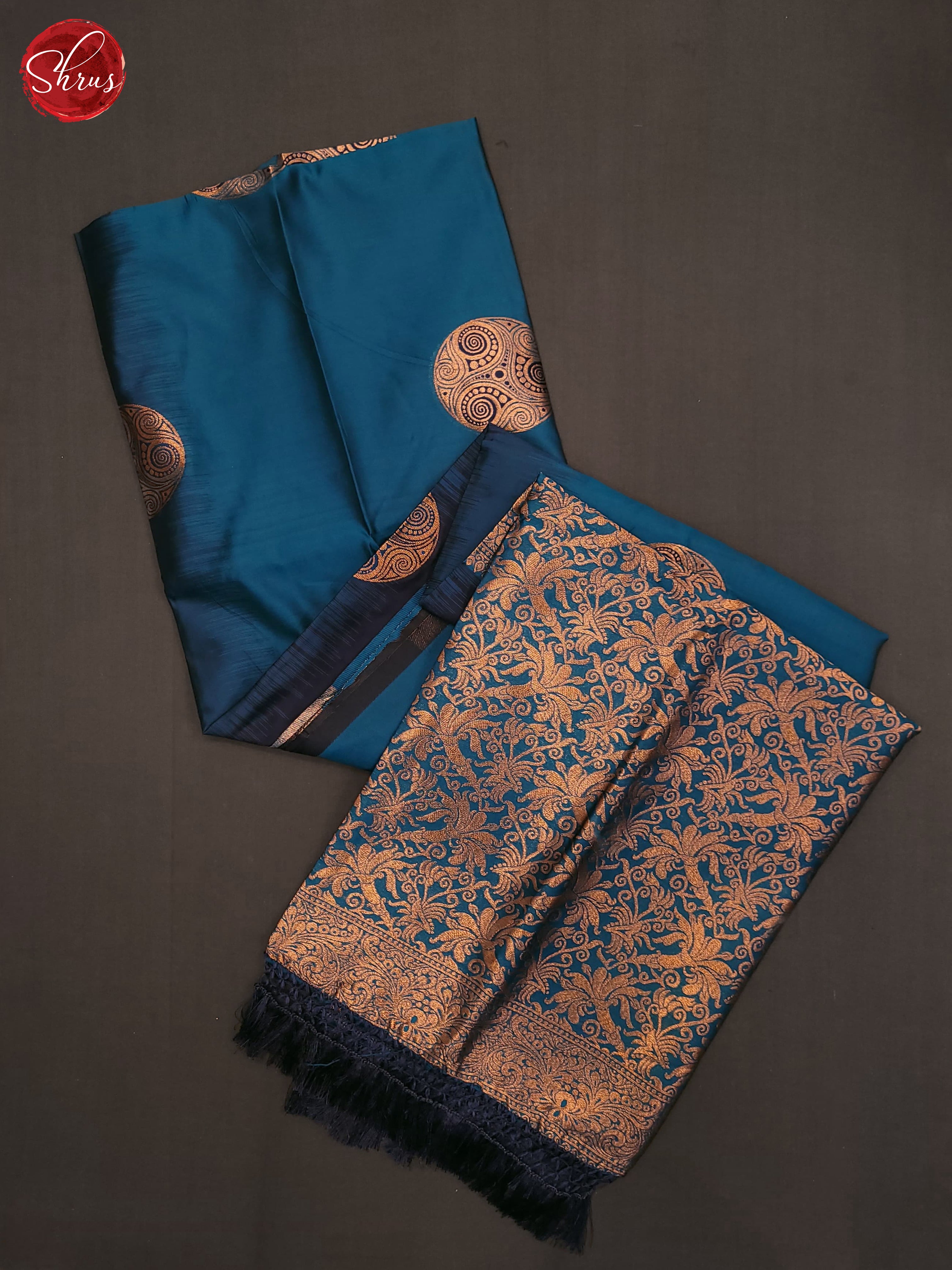 Blue & Navy Blue- Semi Softsilk Saree - Shop on ShrusEternity.com