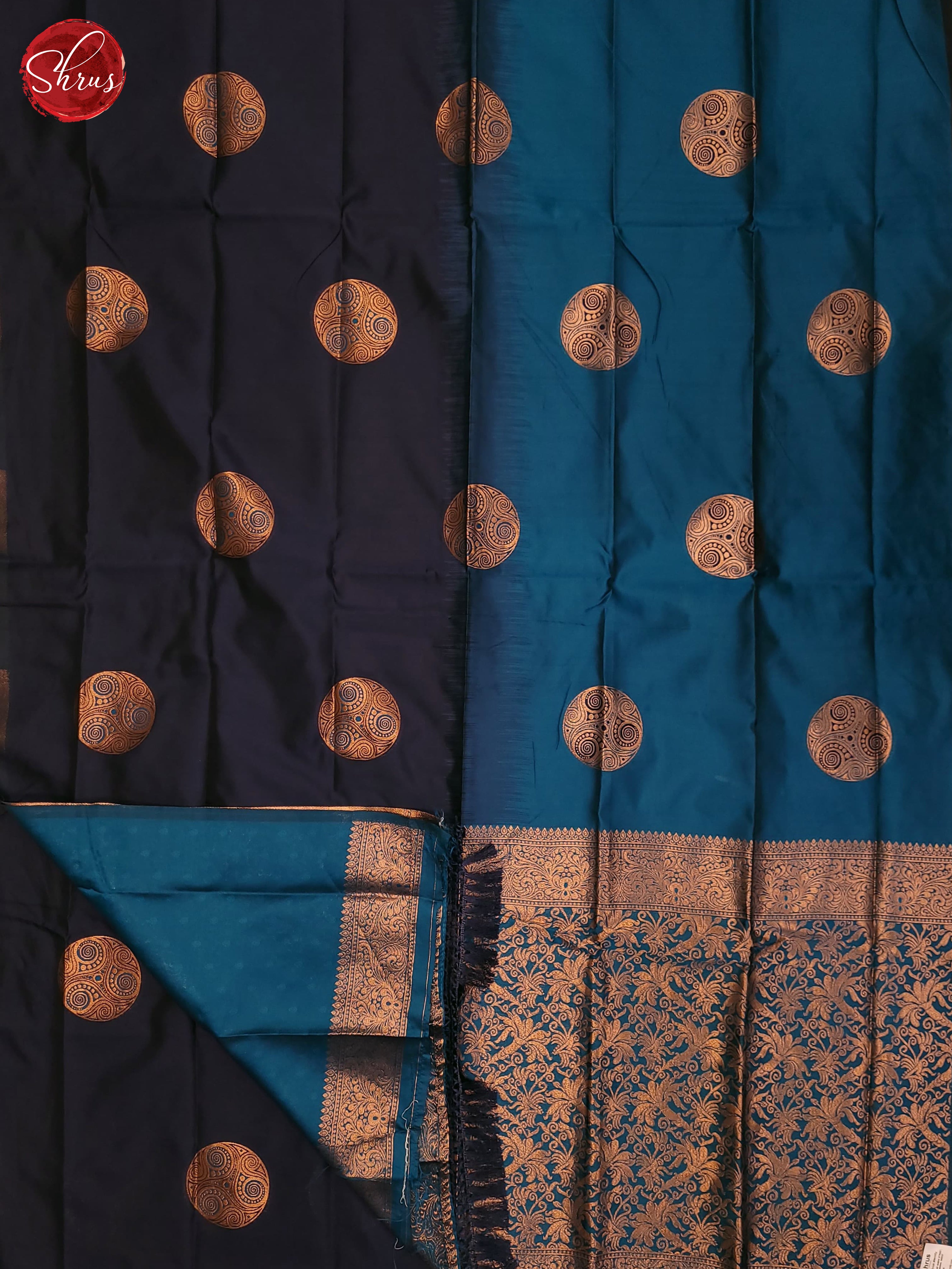 Blue & Navy Blue- Semi Softsilk Saree - Shop on ShrusEternity.com