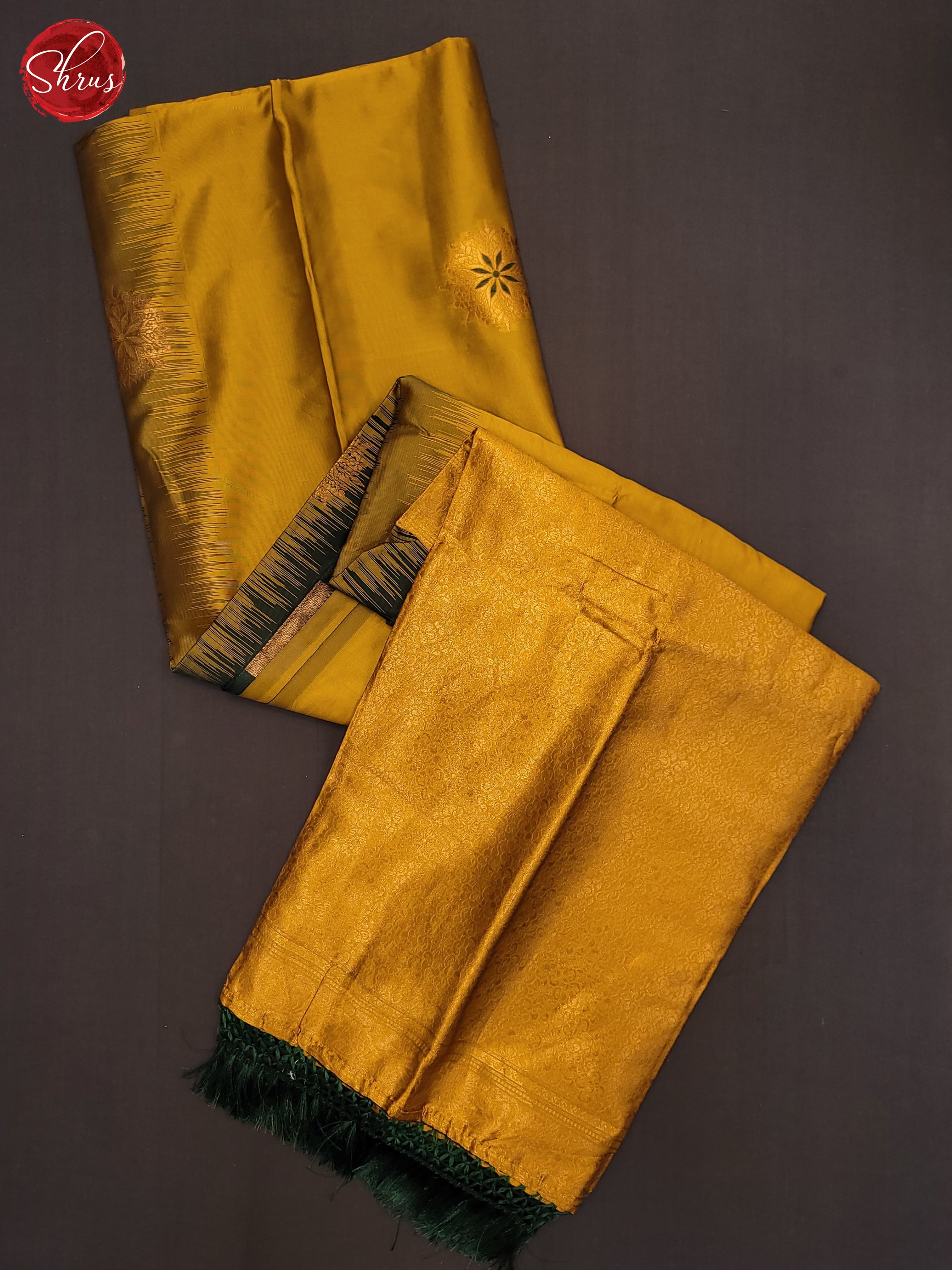 Mustard & Green - Semi Softsilk Saree - Shop on ShrusEternity.com