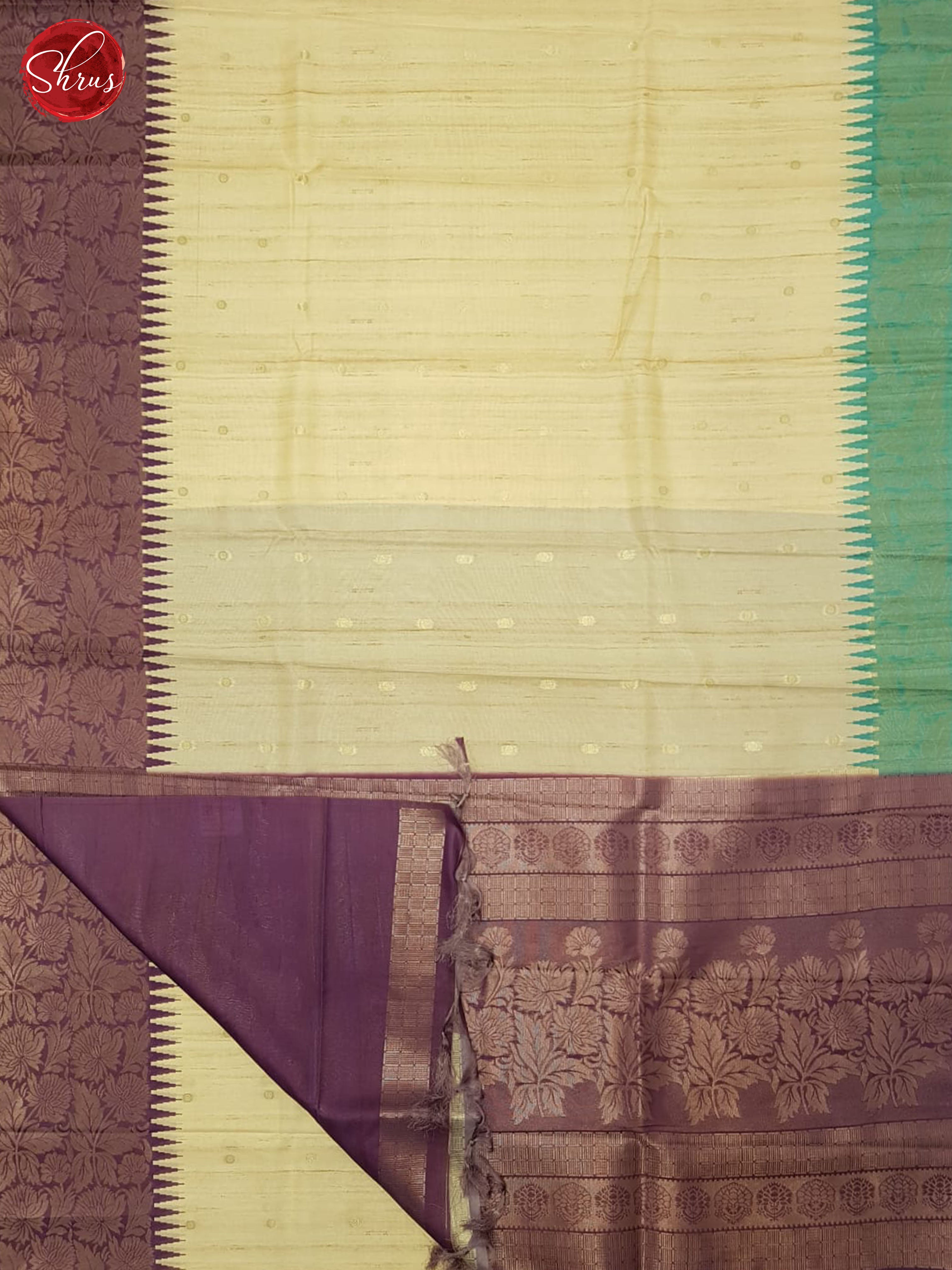 Beige & Purple - Semi Rawsilk Saree - Shop on ShrusEternity.com