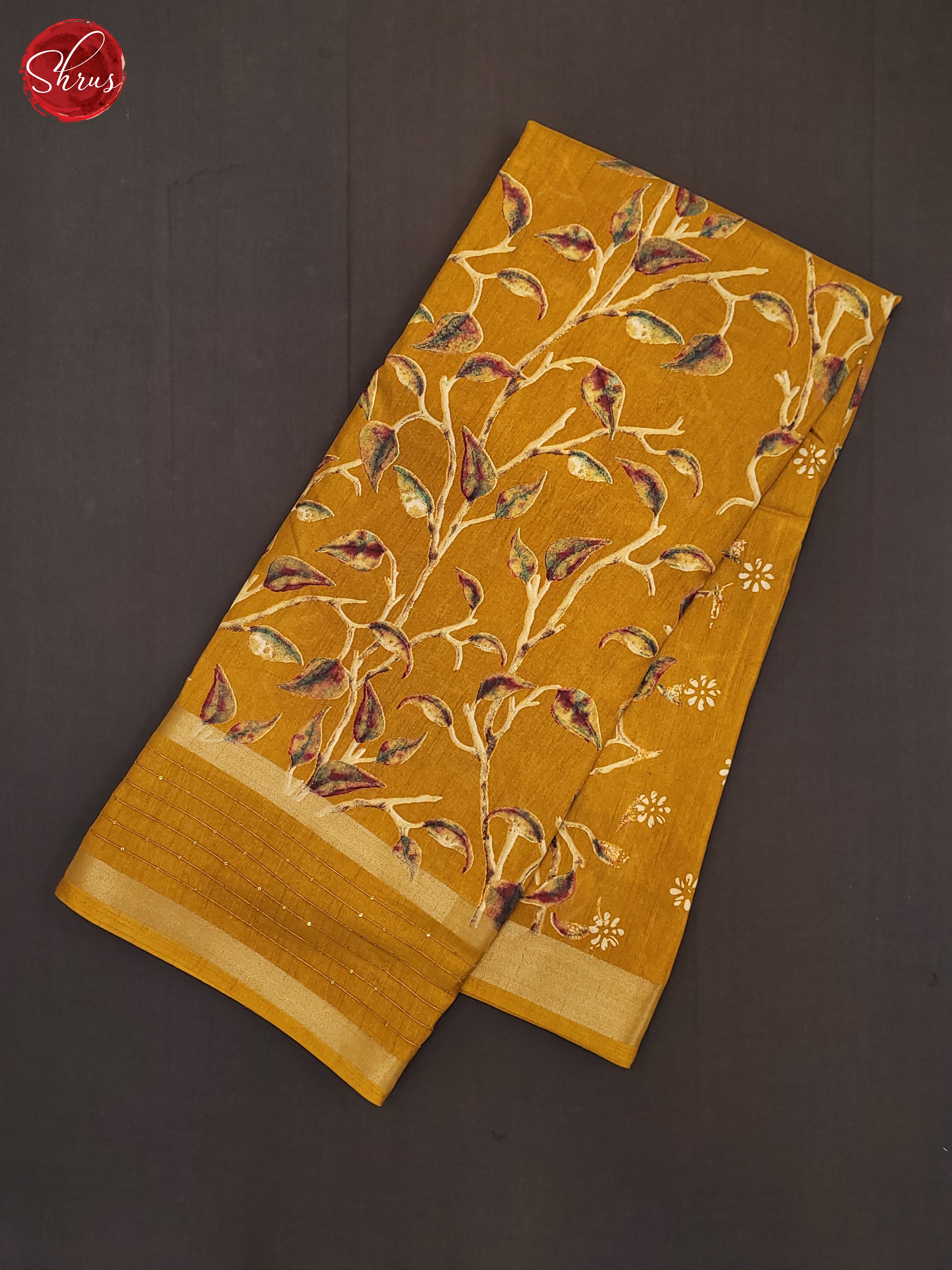 Mustard(Single Tone)- Semi Crepe Saree - Shop on ShrusEternity.com