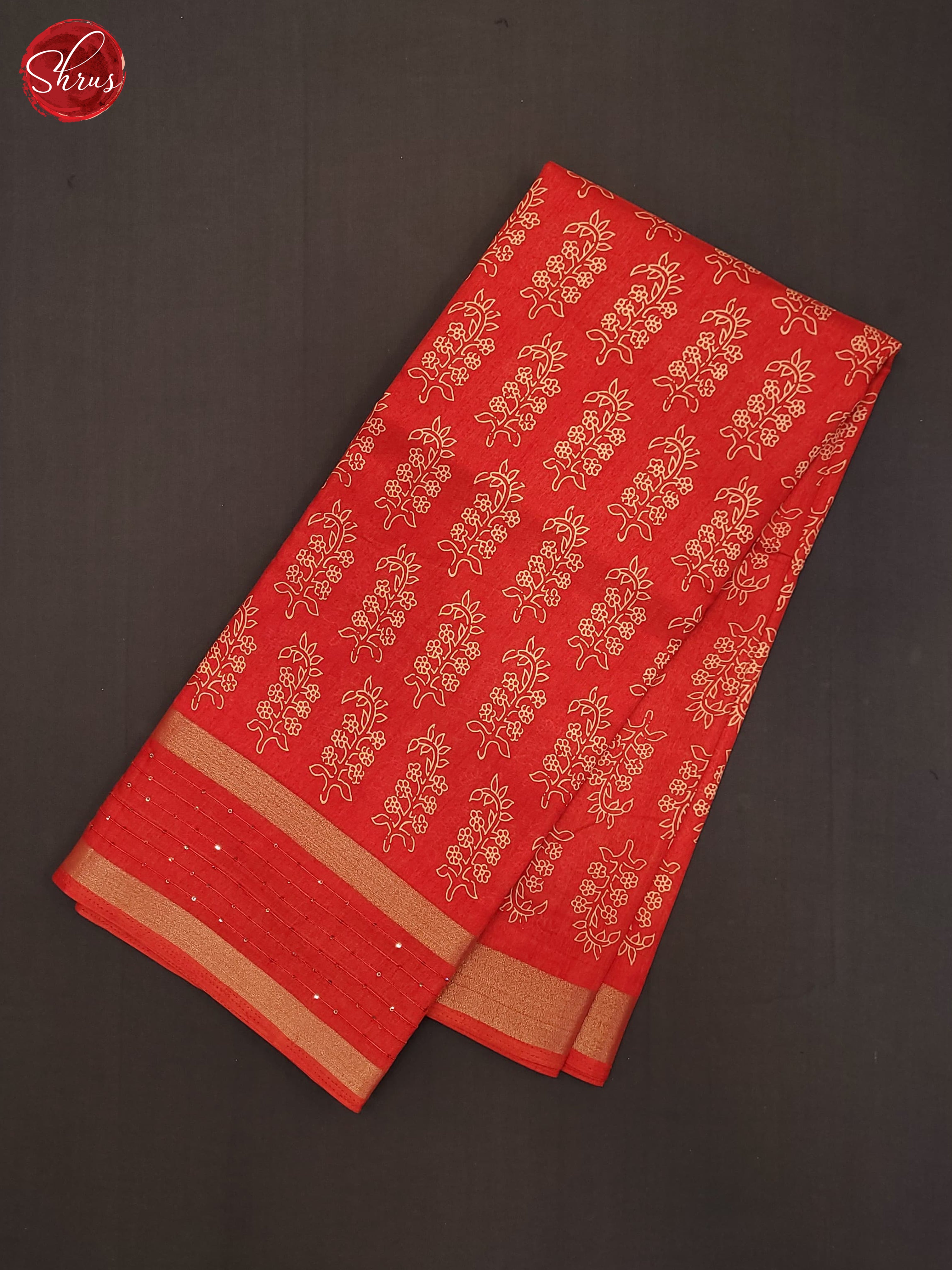 Red(Single Tone) - Semi Crepe Saree - Shop on ShrusEternity.com