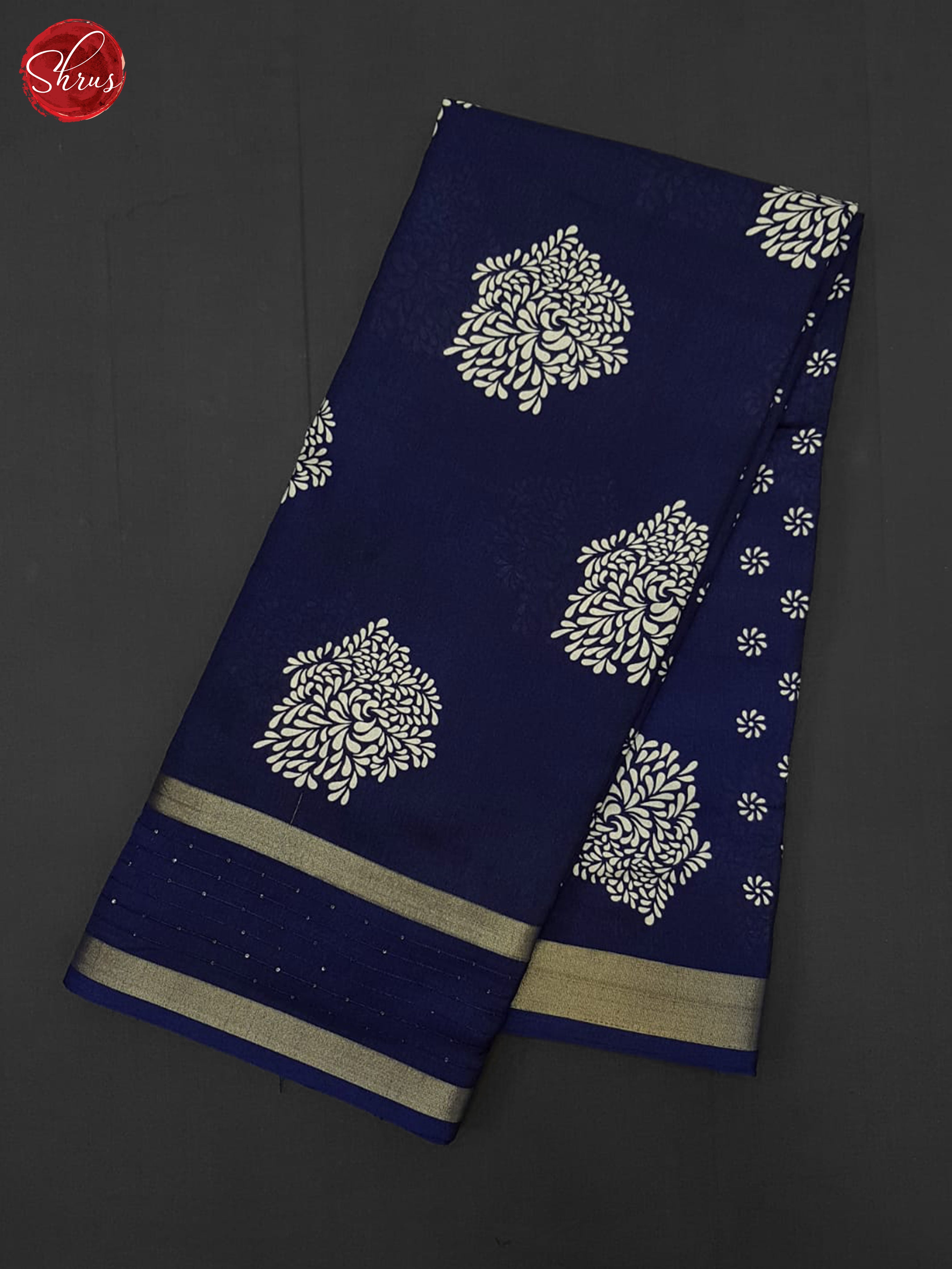 blue(Single Tone)- Semi Crepe Saree - Shop on ShrusEternity.com