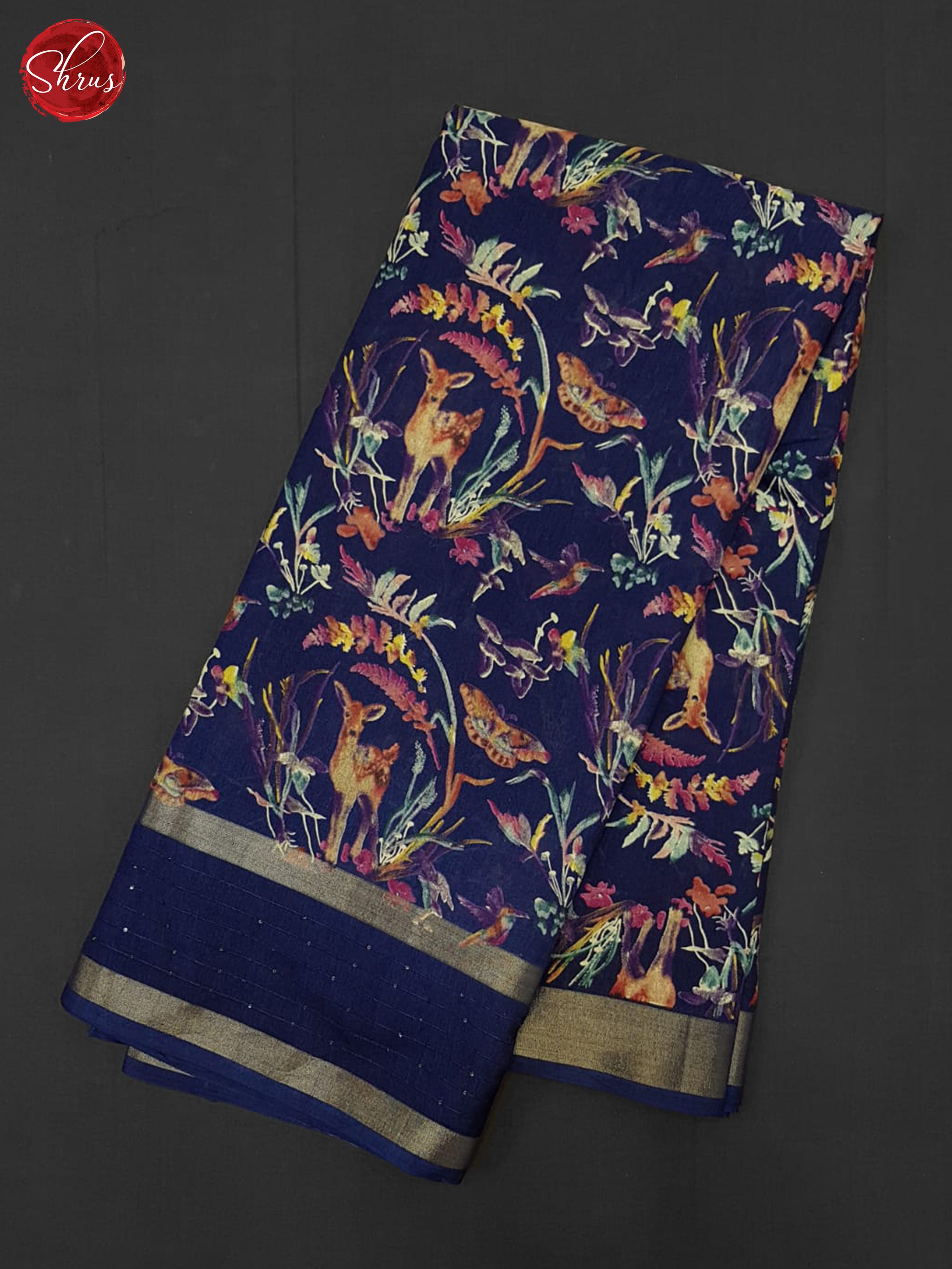 blue(Single Tone)- Semi Crepe Saree - Shop on ShrusEternity.com