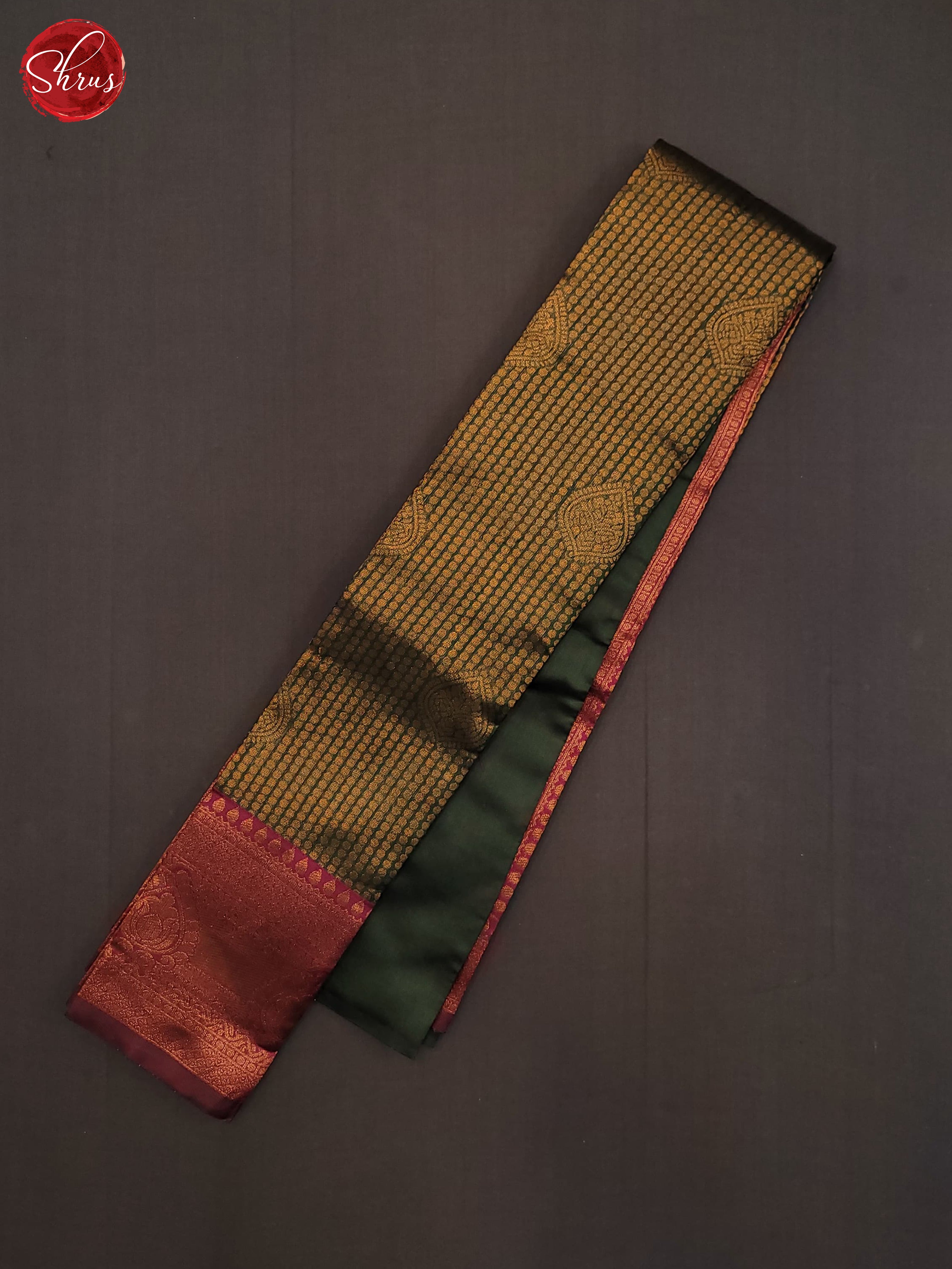 Bottle Green & Maroon- Semi Kanchipuram Saree - Shop on ShrusEternity.com