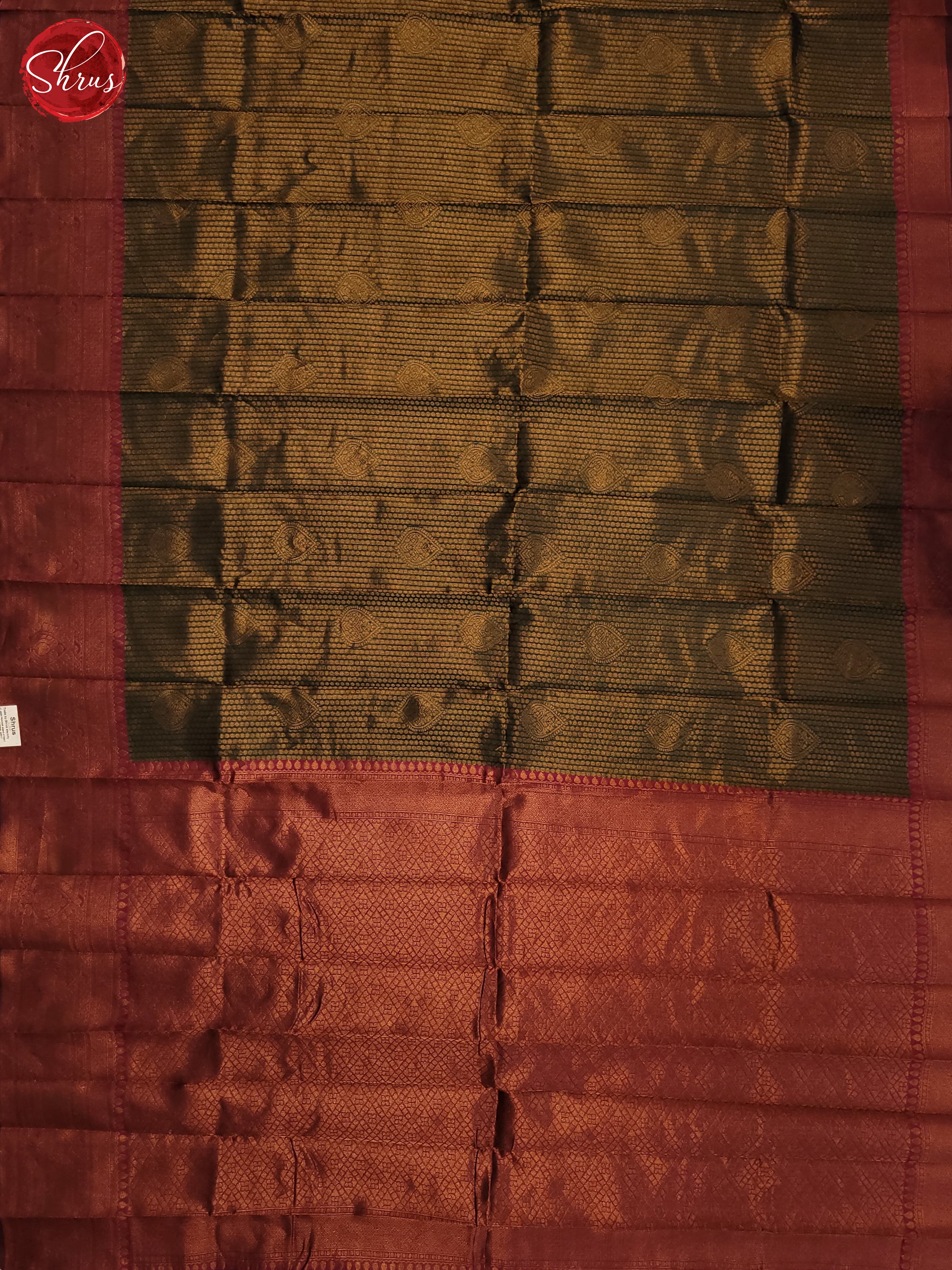 Bottle Green & Maroon- Semi Kanchipuram Saree - Shop on ShrusEternity.com