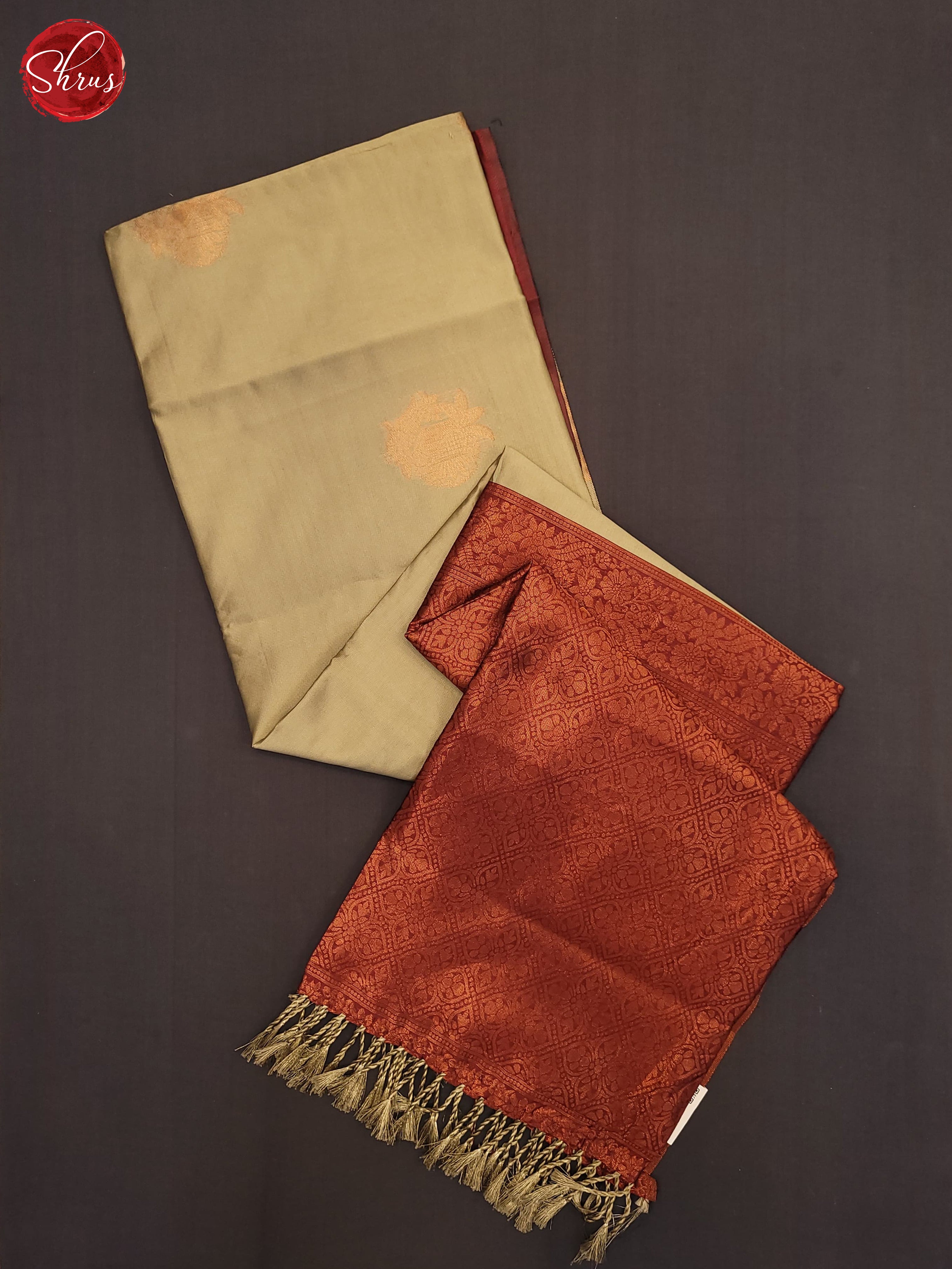 Grey & MAroon - Semi Softsilk Saree - Shop on ShrusEternity.com