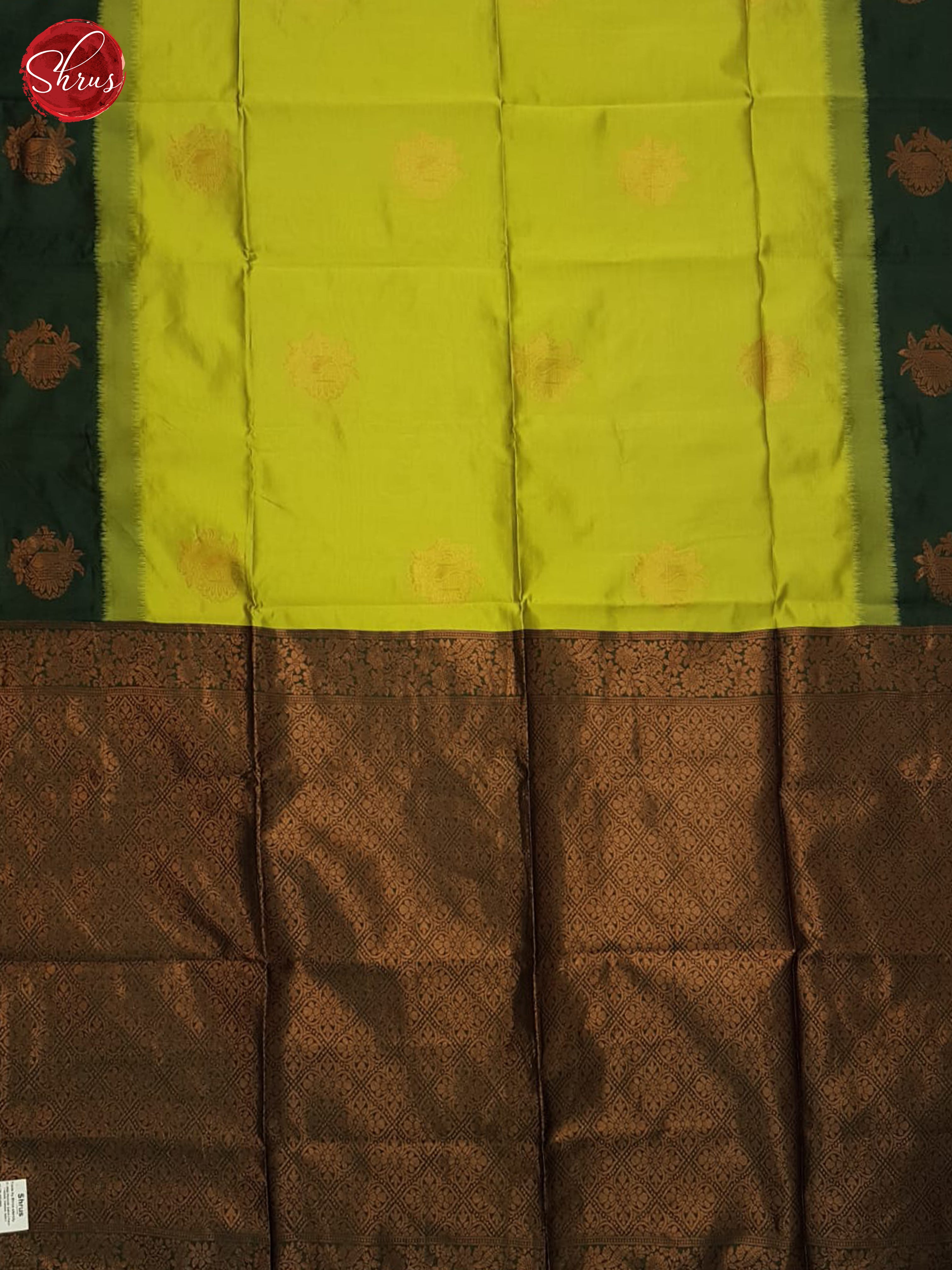 Light Green & Green - Semi Softsilk Saree - Shop on ShrusEternity.com