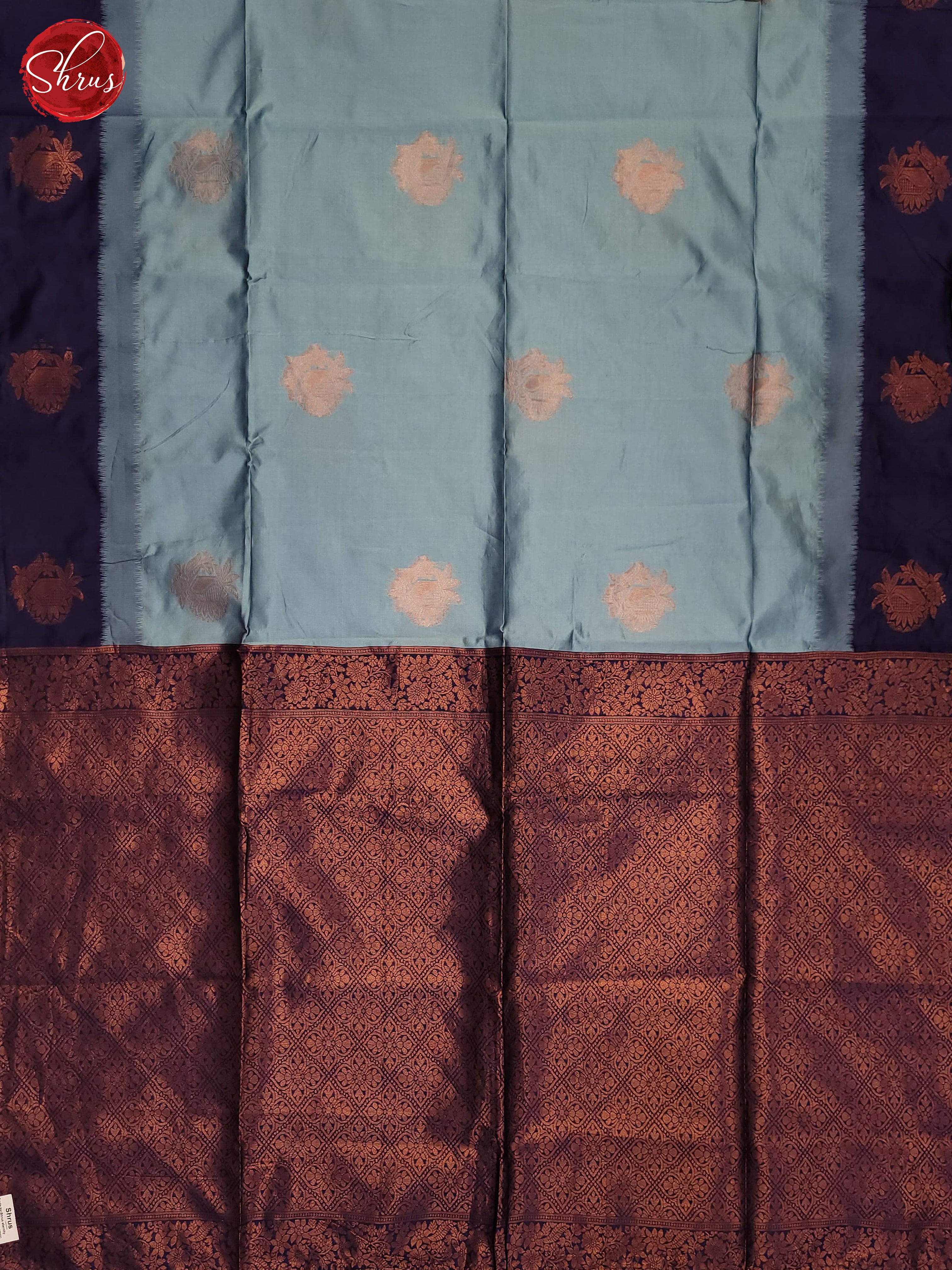 Light Blue & Bue - Semi Softsilk Saree - Shop on ShrusEternity.com