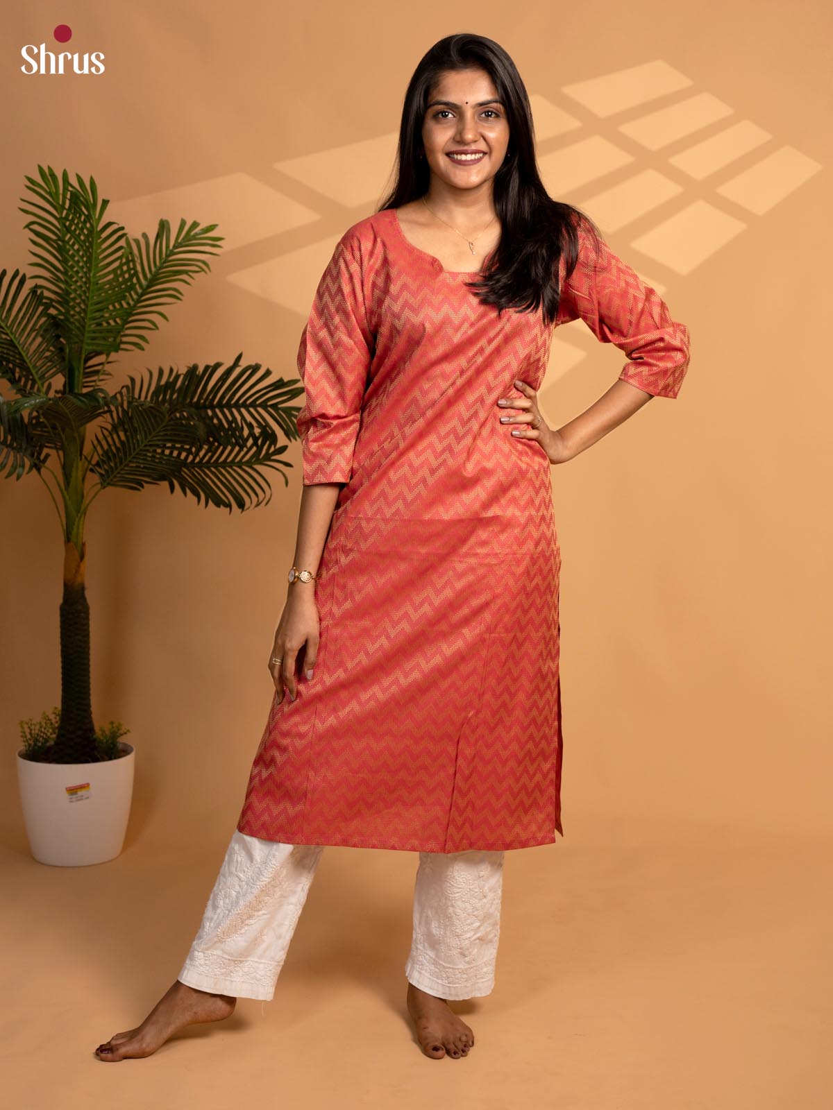 Pink - Casual Printed Readymade Kurti