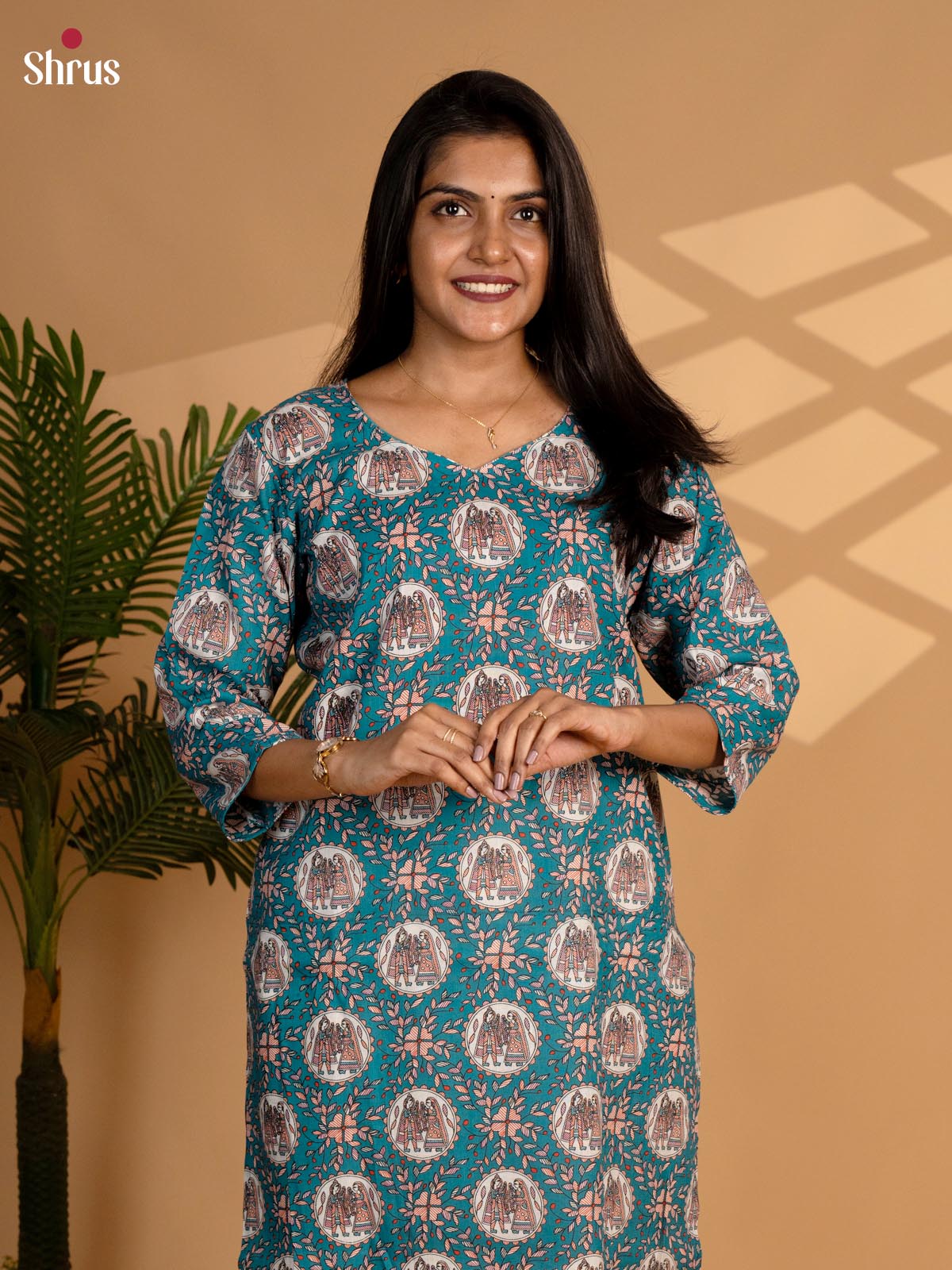 Grey -Madhubani printed  Readymade kurti