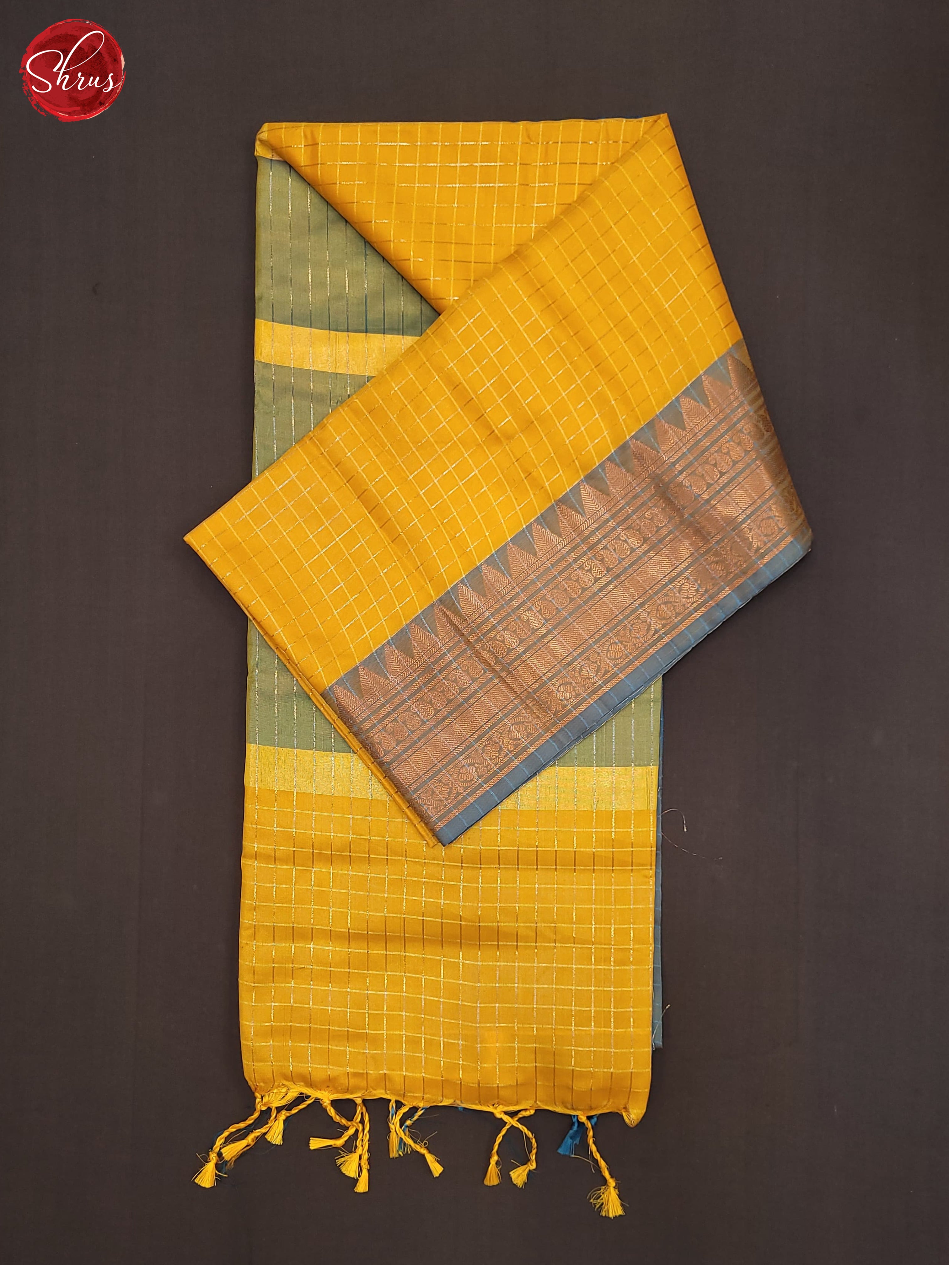 Yellow & Blue - Semi Softsilk Saree - Shop on ShrusEternity.com