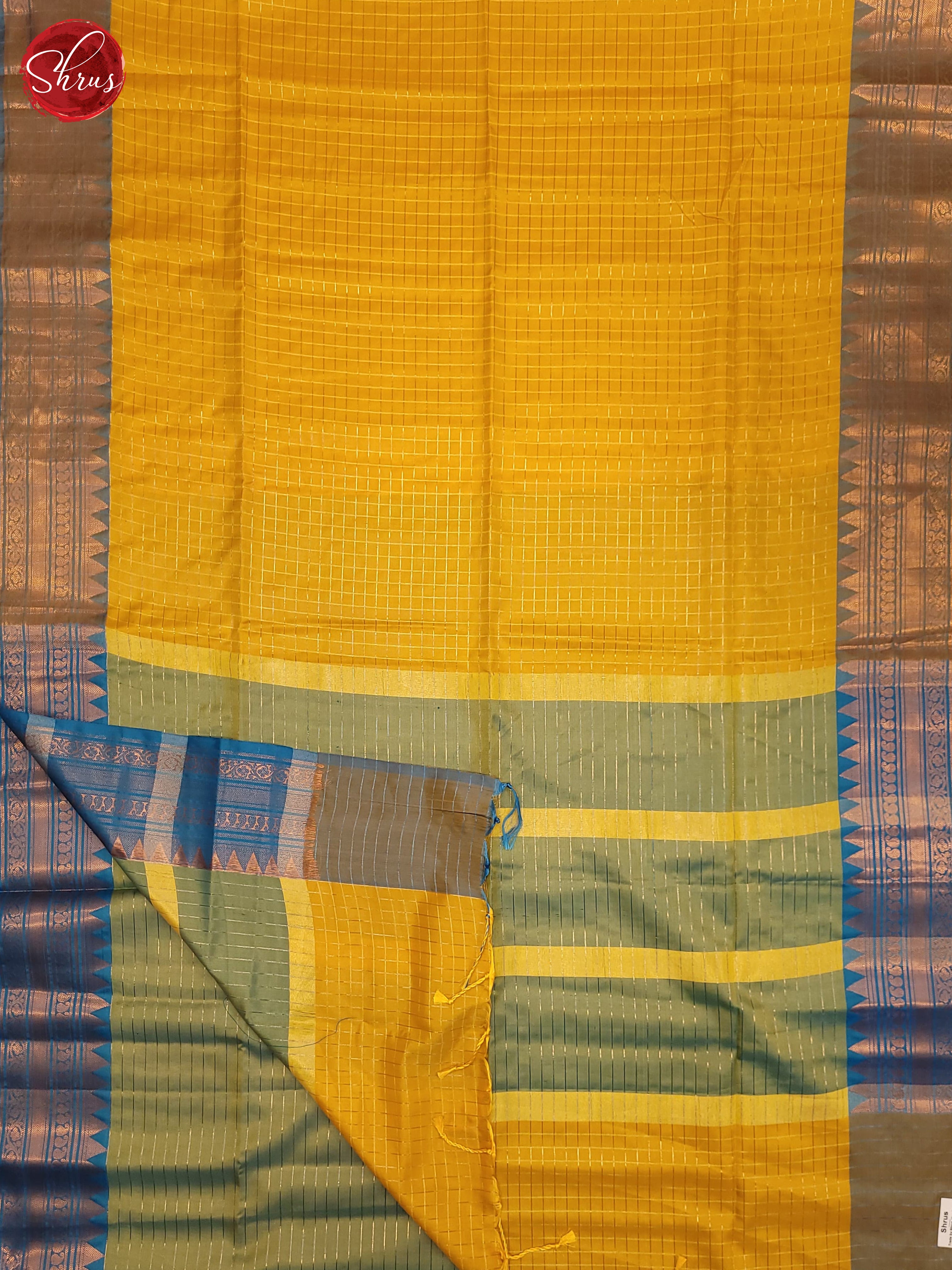 Yellow & Blue - Semi Softsilk Saree - Shop on ShrusEternity.com