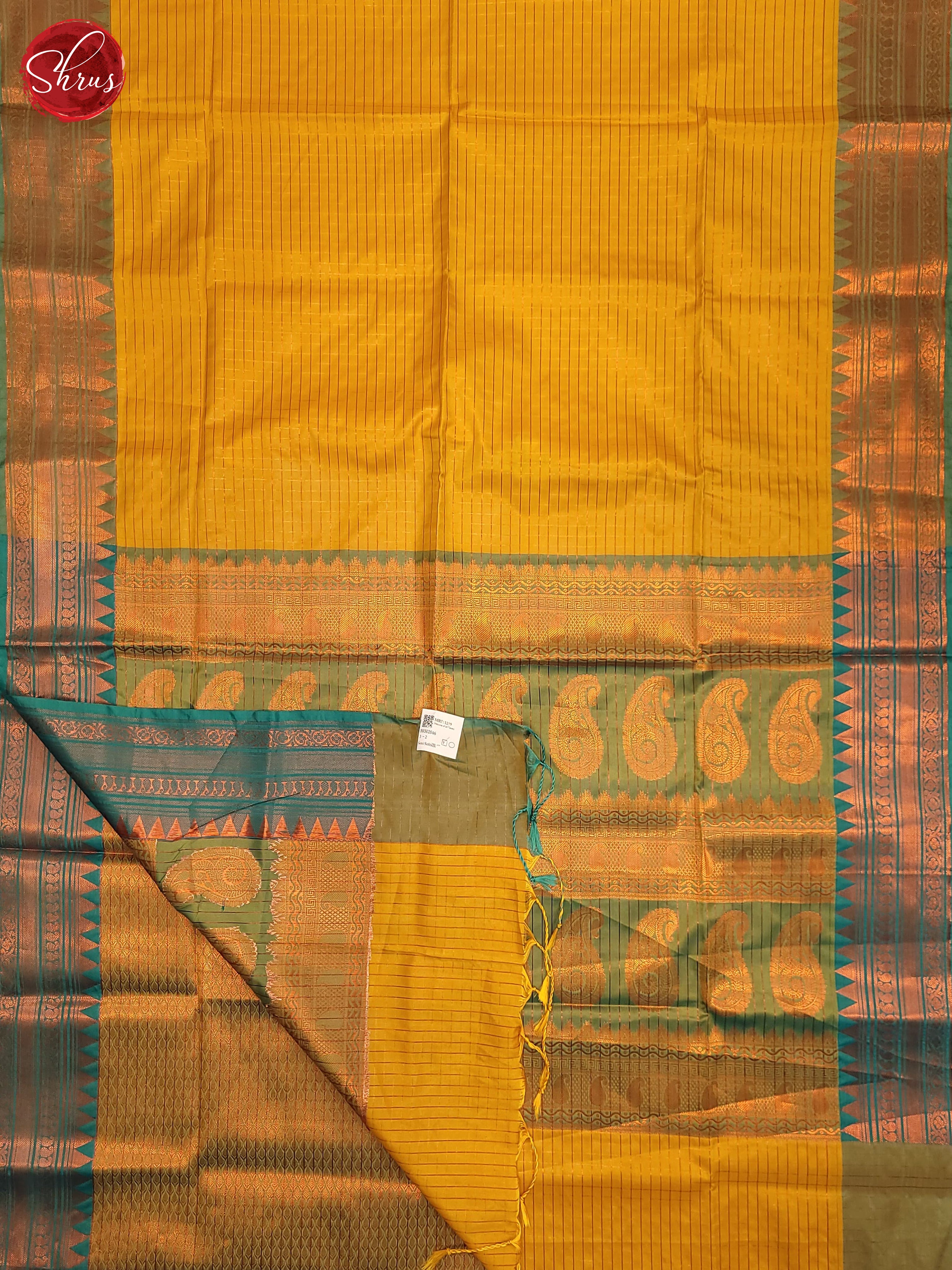 Yellow & Blue- Semi Softsilk Saree - Shop on ShrusEternity.com