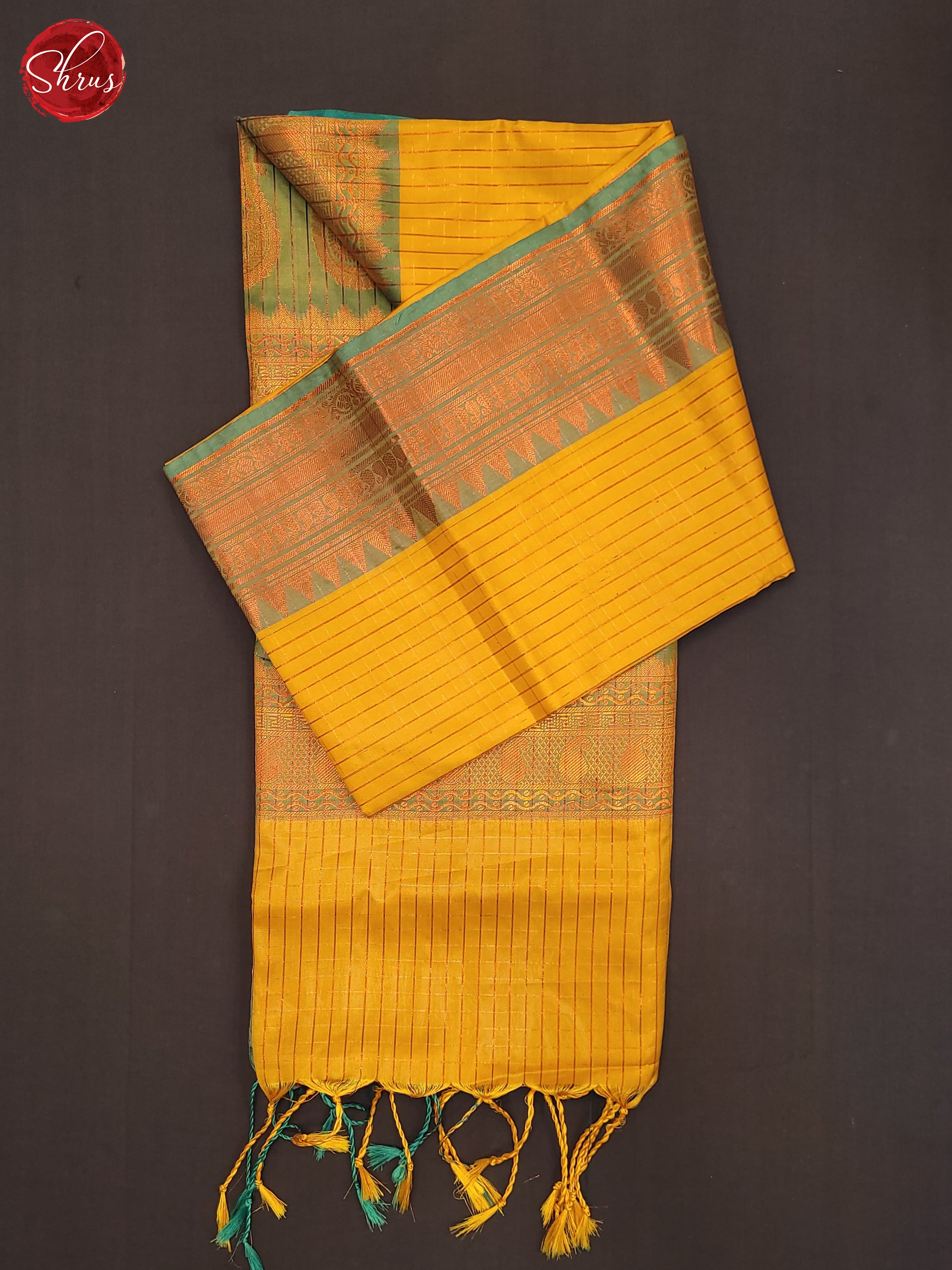 Yellow & Blue- Semi Softsilk Saree - Shop on ShrusEternity.com