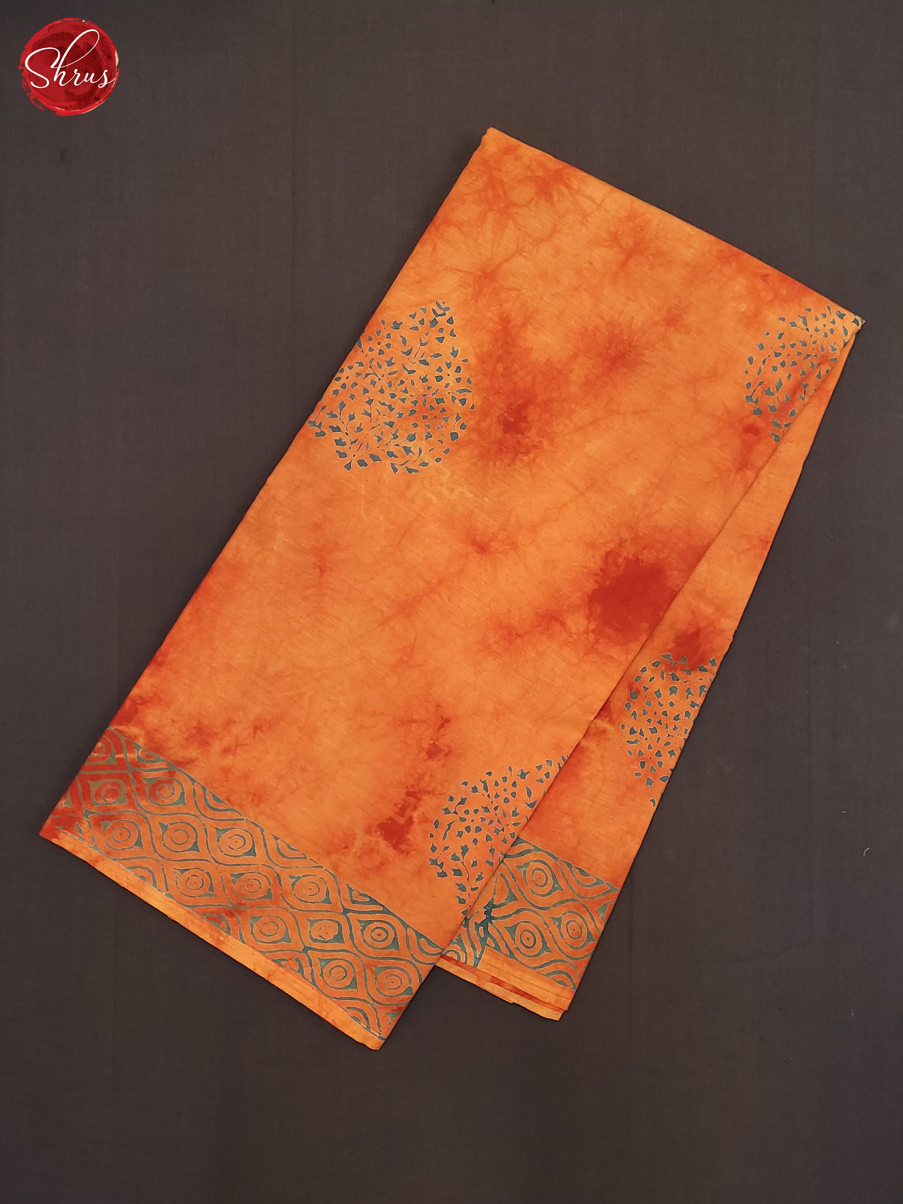 Orange - Jaipur cotton Saree - Shop on ShrusEternity.com