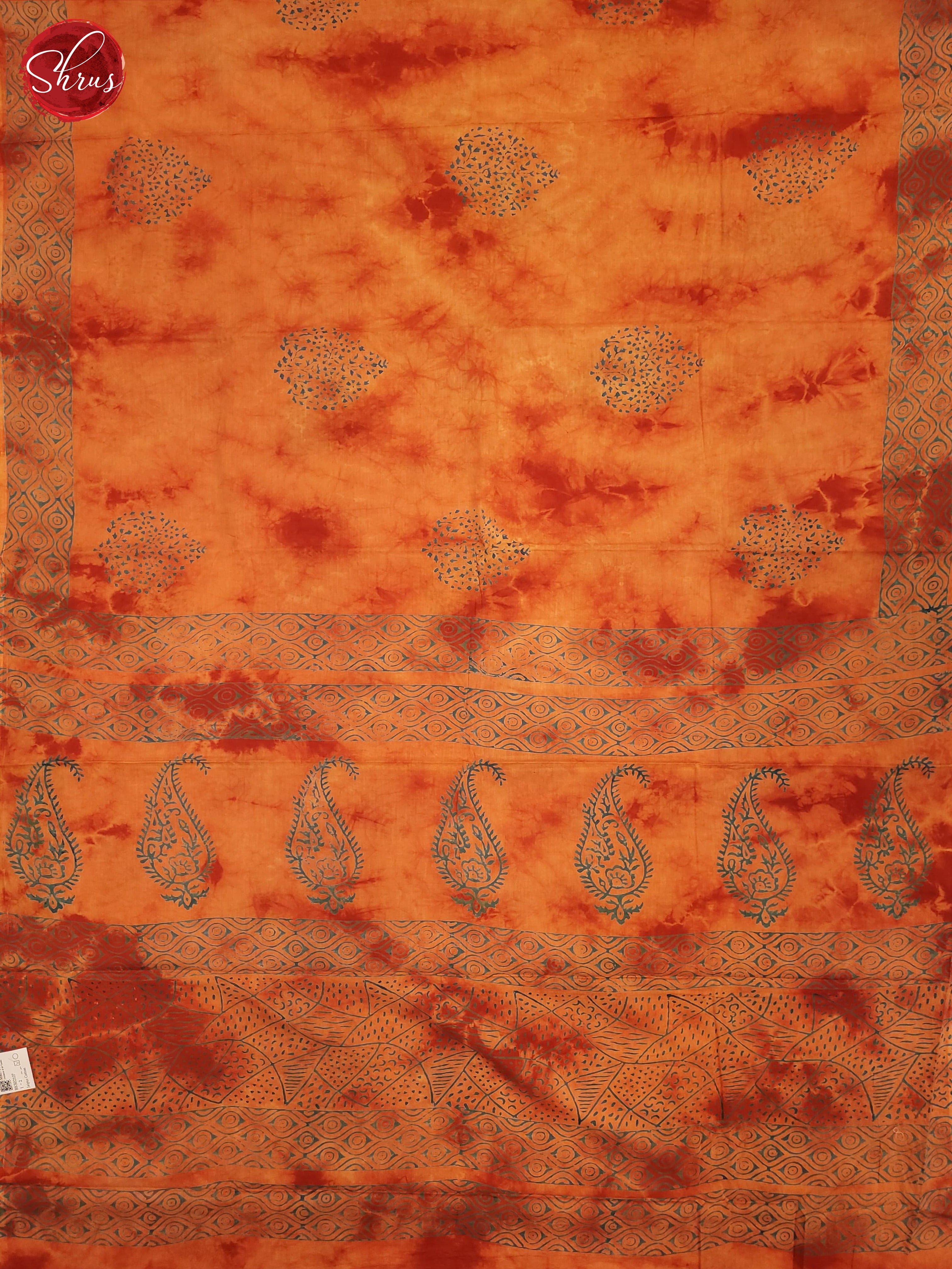 Orange - Jaipur cotton Saree - Shop on ShrusEternity.com