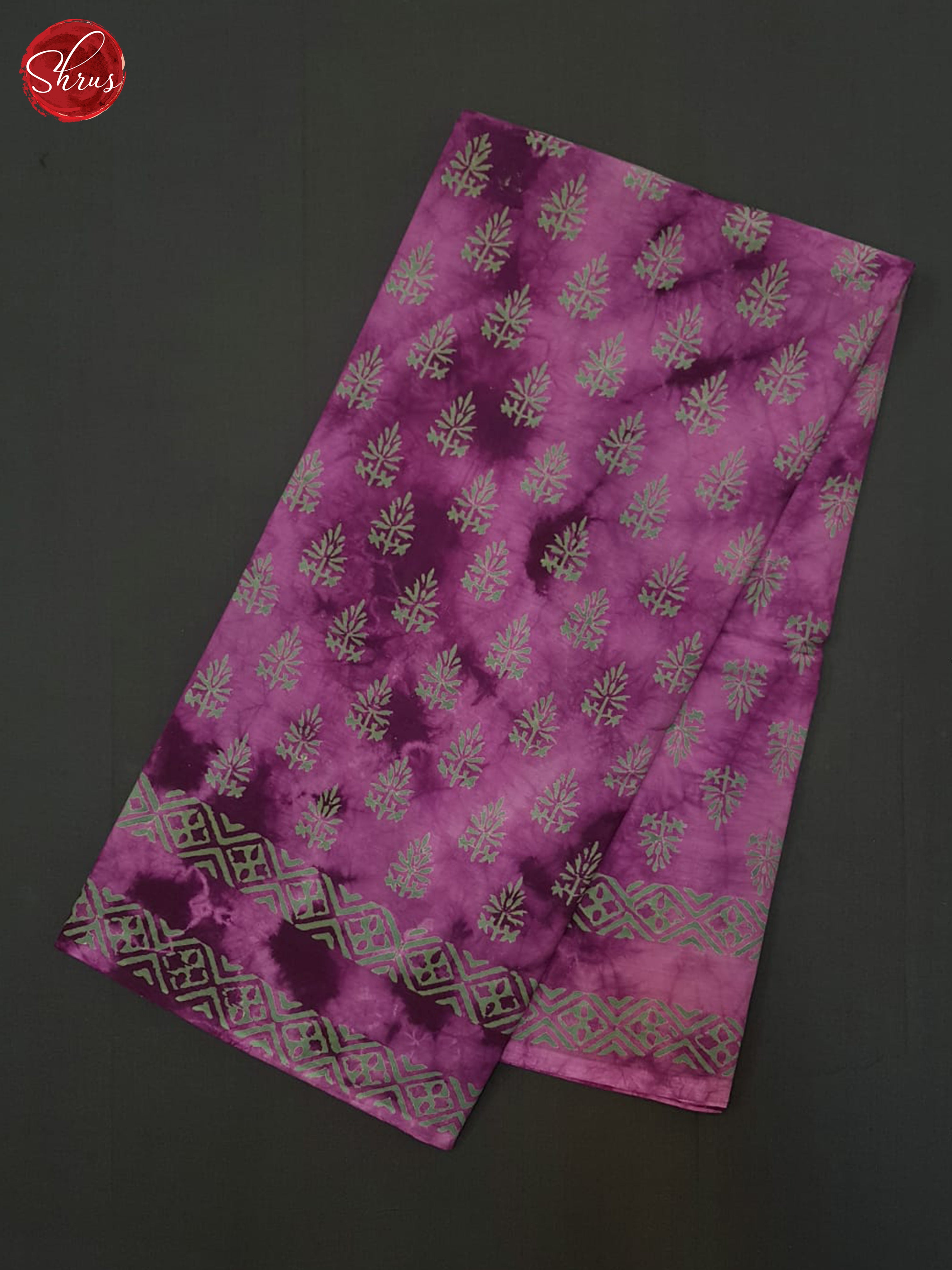 Pink & Purple- Jaipur cotton Saree - Shop on ShrusEternity.com