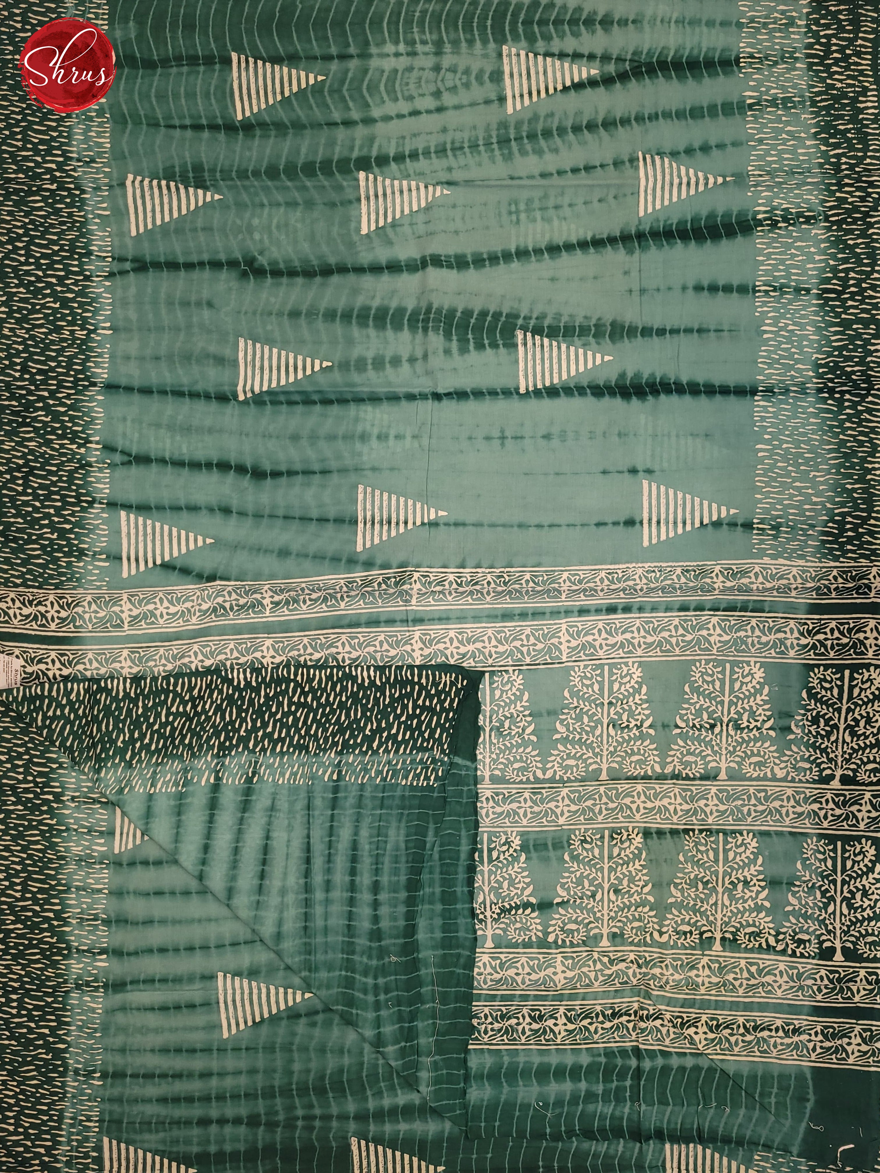 Green & Cream- Jaipur cotton Saree - Shop on ShrusEternity.com