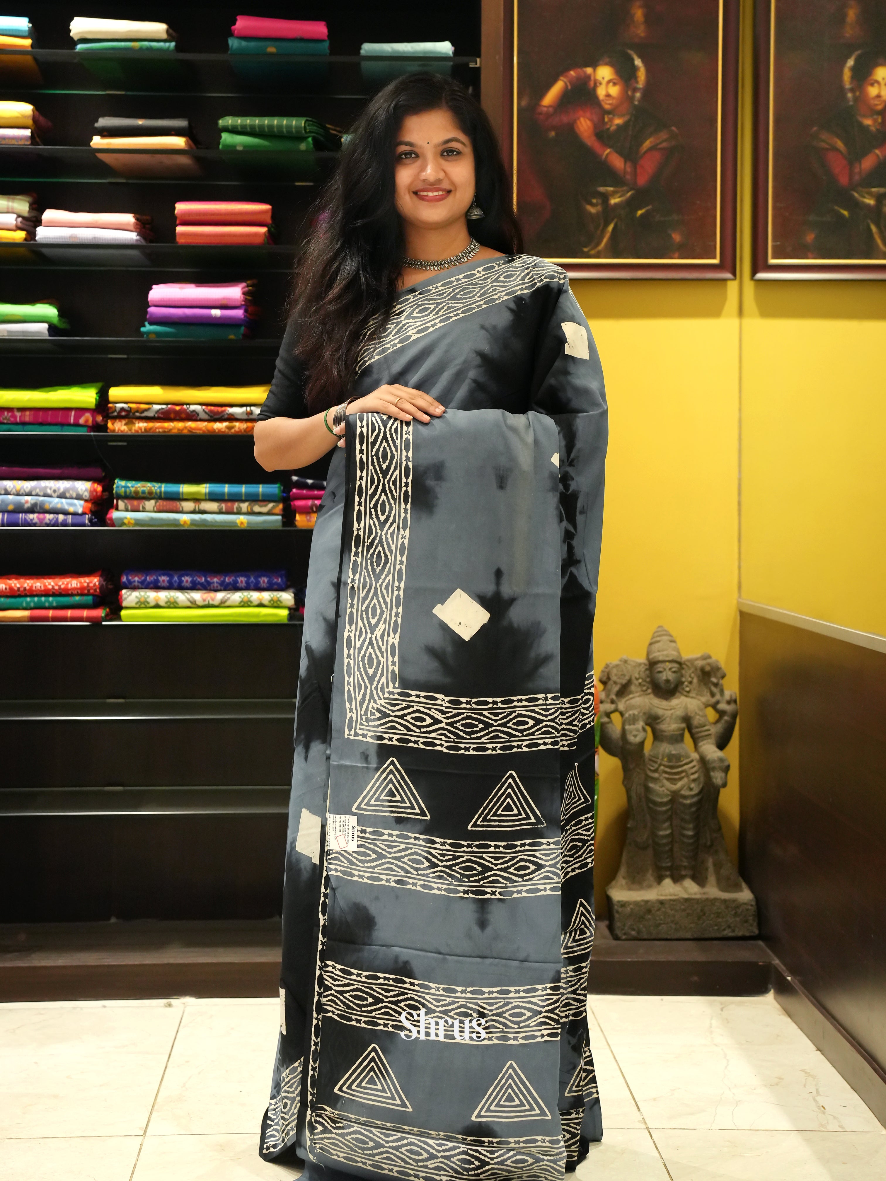 Black & Grey - Jaipur cotton Saree&nbsp;