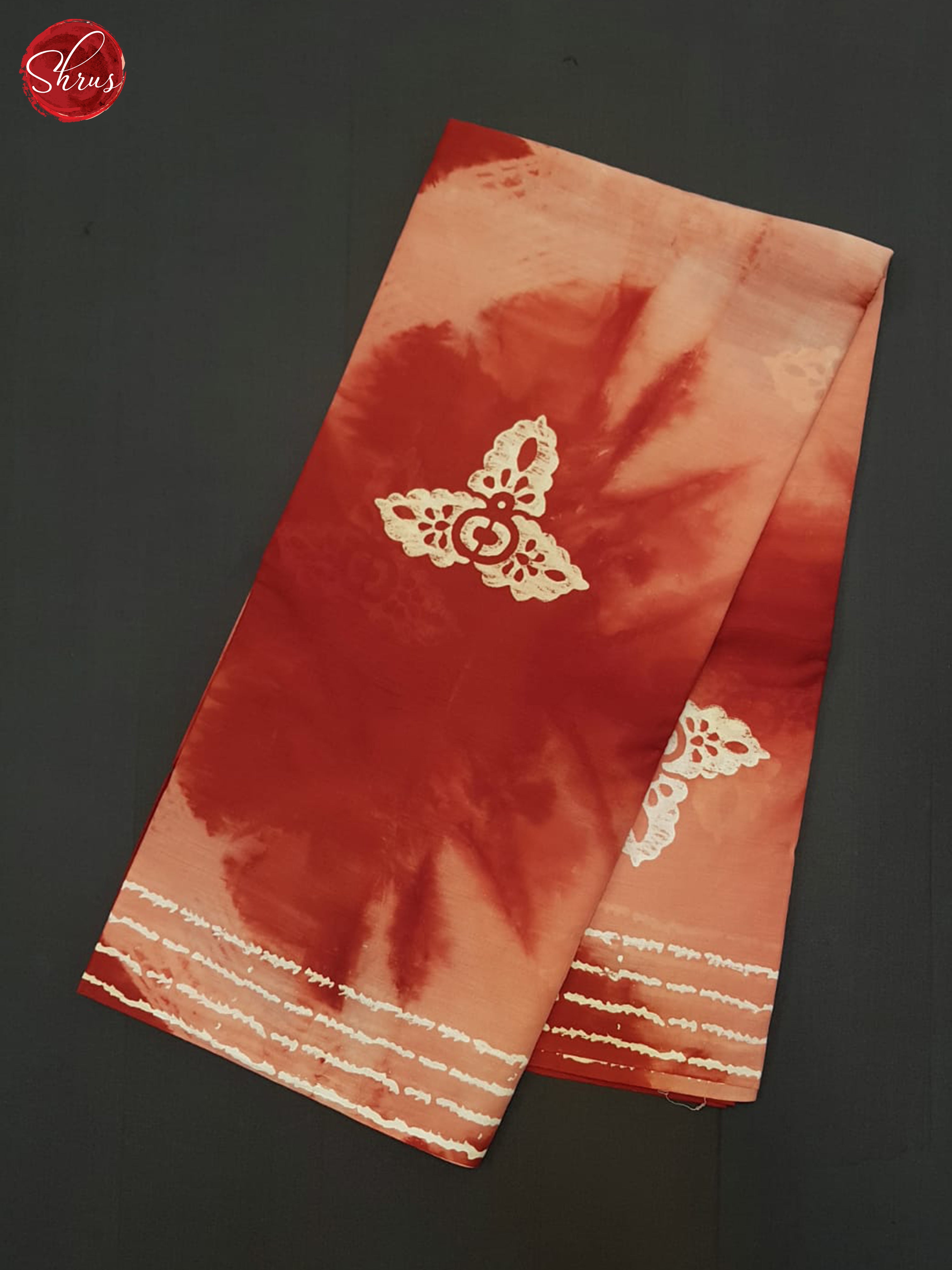 Peach & Red- Jaipur cotton Saree - Shop on ShrusEternity.com