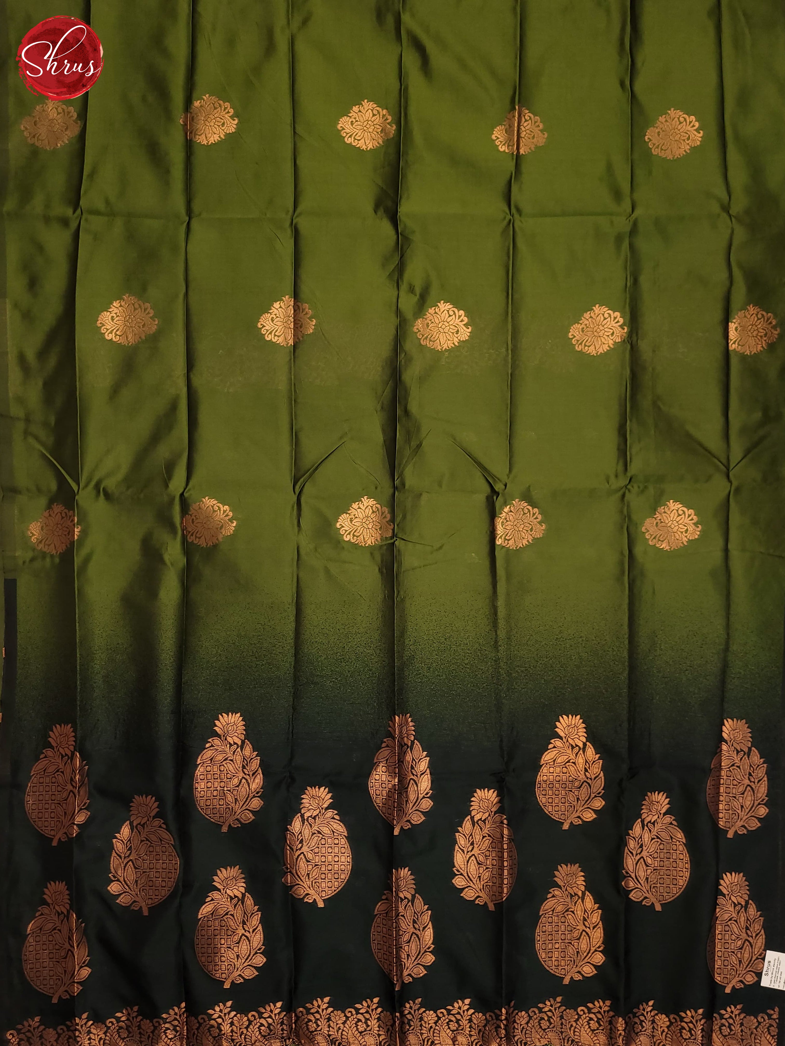 Mehandi Green & Green - Semi Softsilk Saree - Shop on ShrusEternity.com