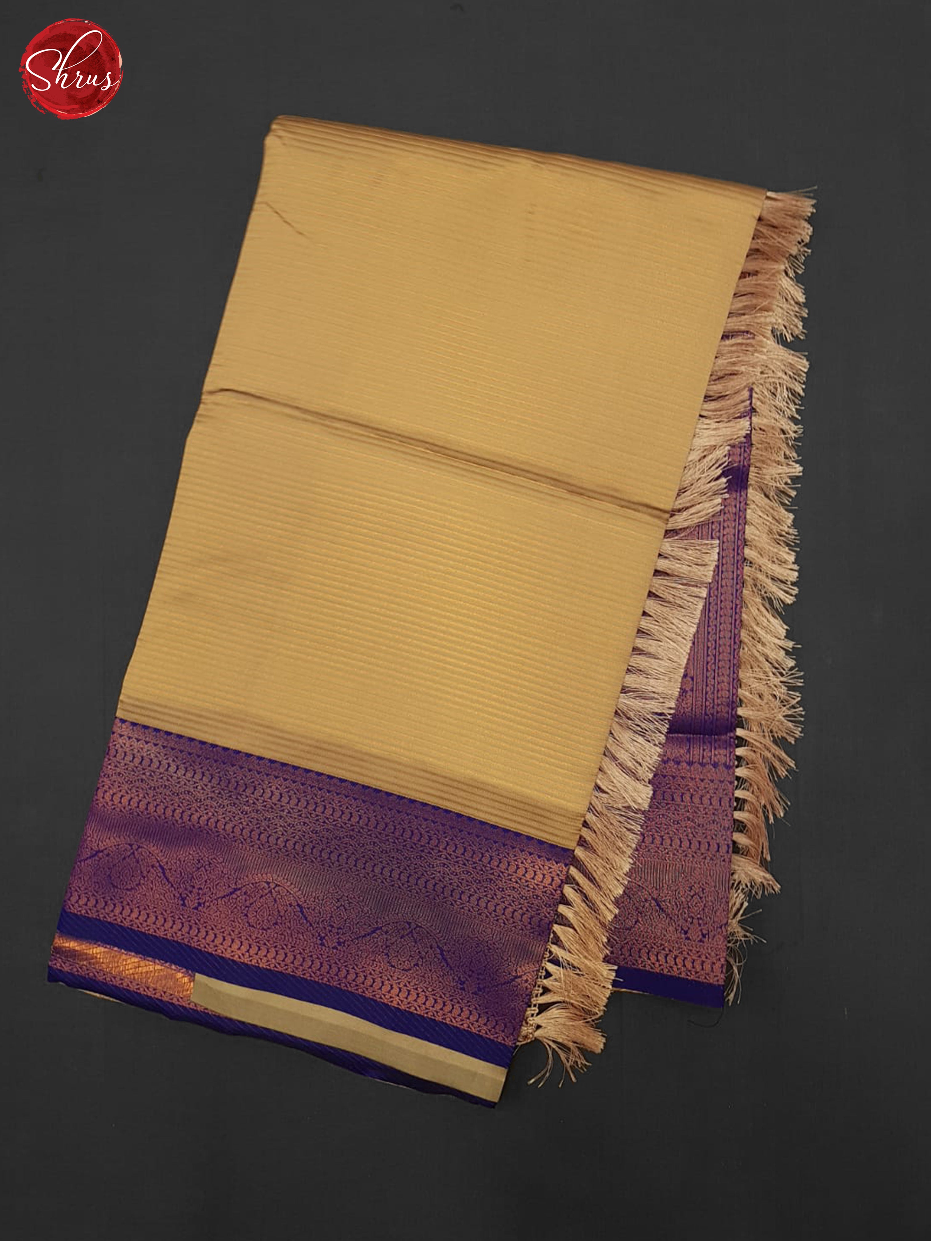 Beige & Purple - Semi Kanchipuram Saree - Shop on ShrusEternity.com