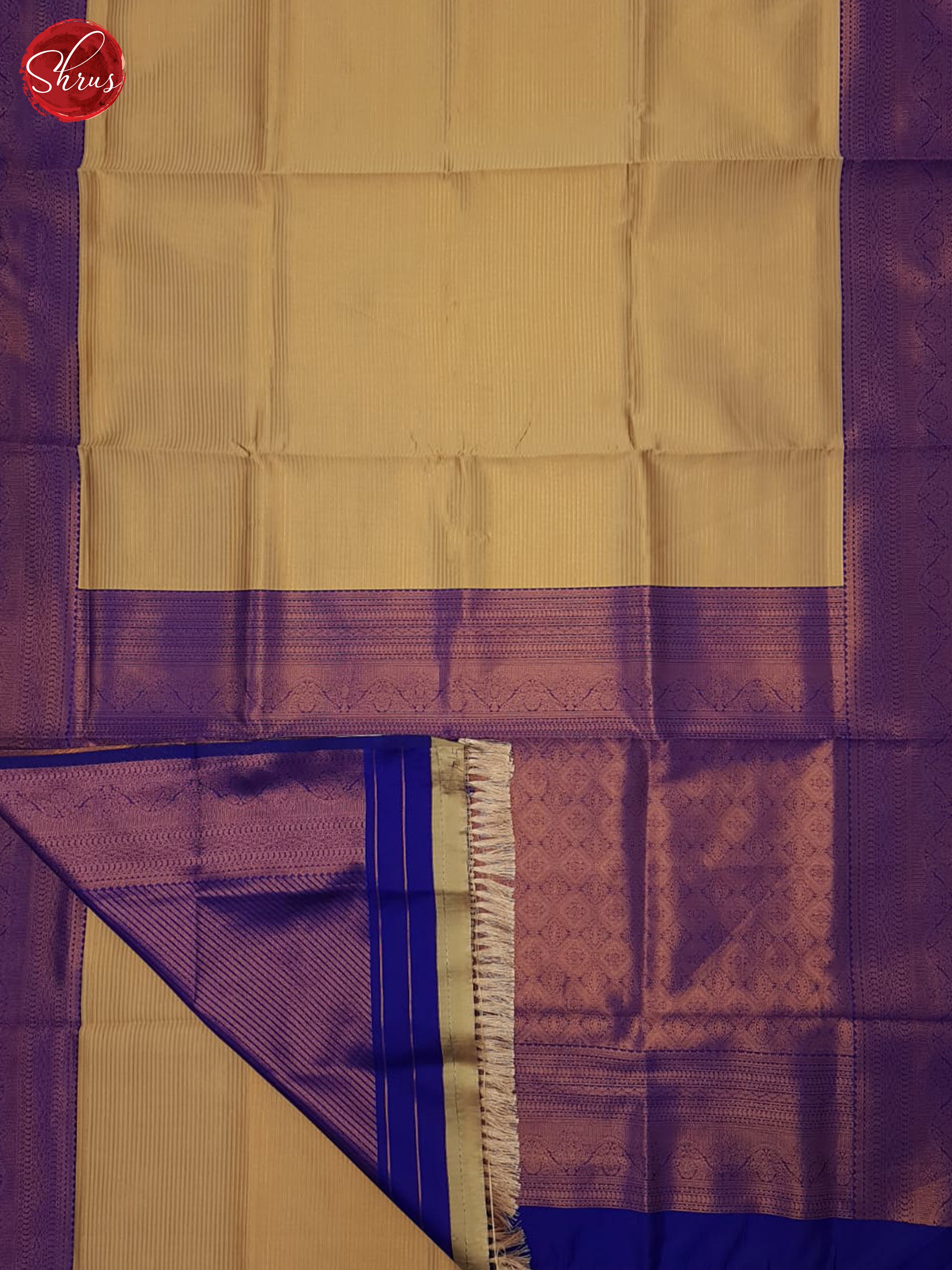 Beige & Purple - Semi Kanchipuram Saree - Shop on ShrusEternity.com