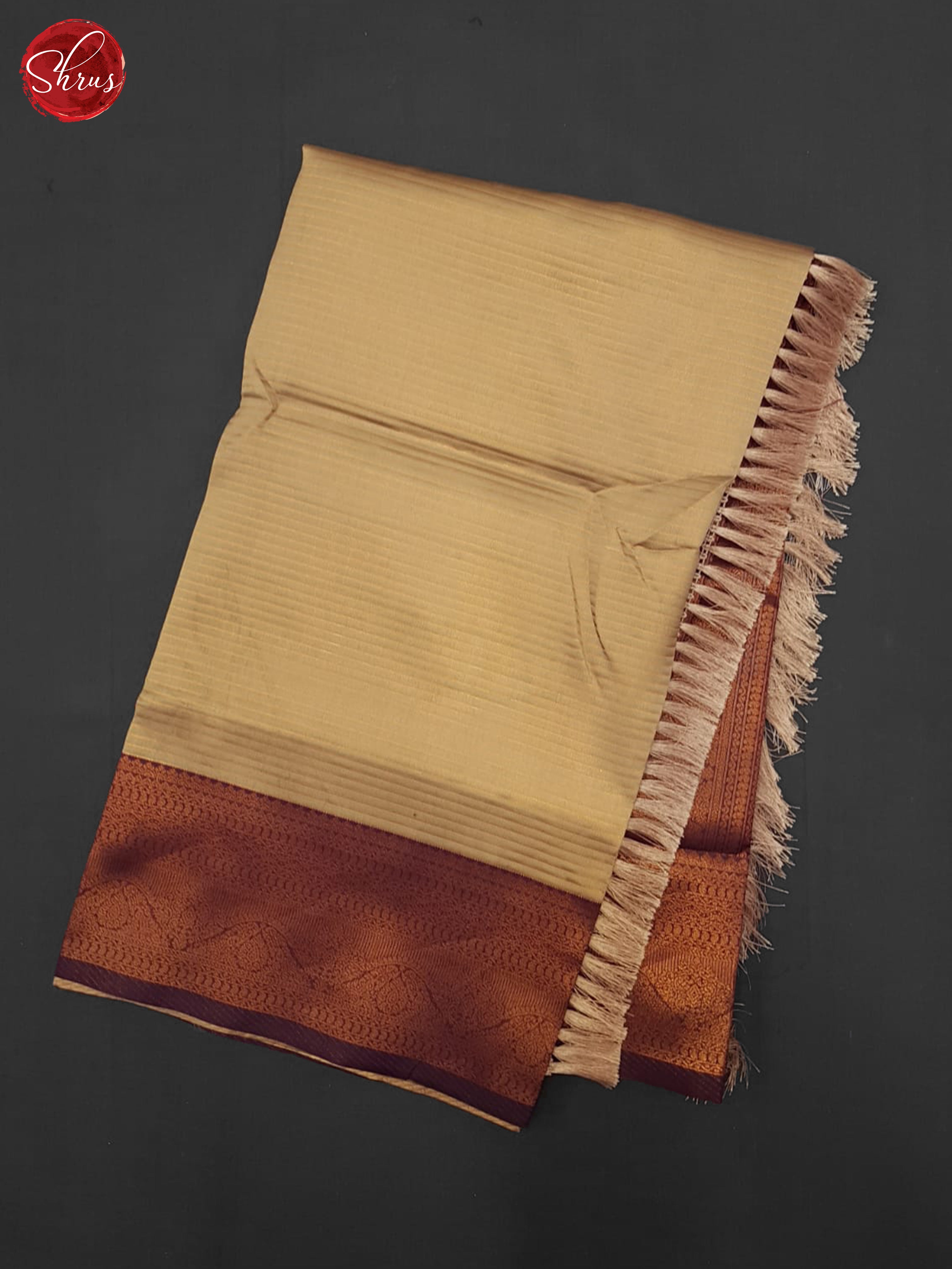 Beige & Wine - Semi Kanchipuram Saree - Shop on ShrusEternity.com