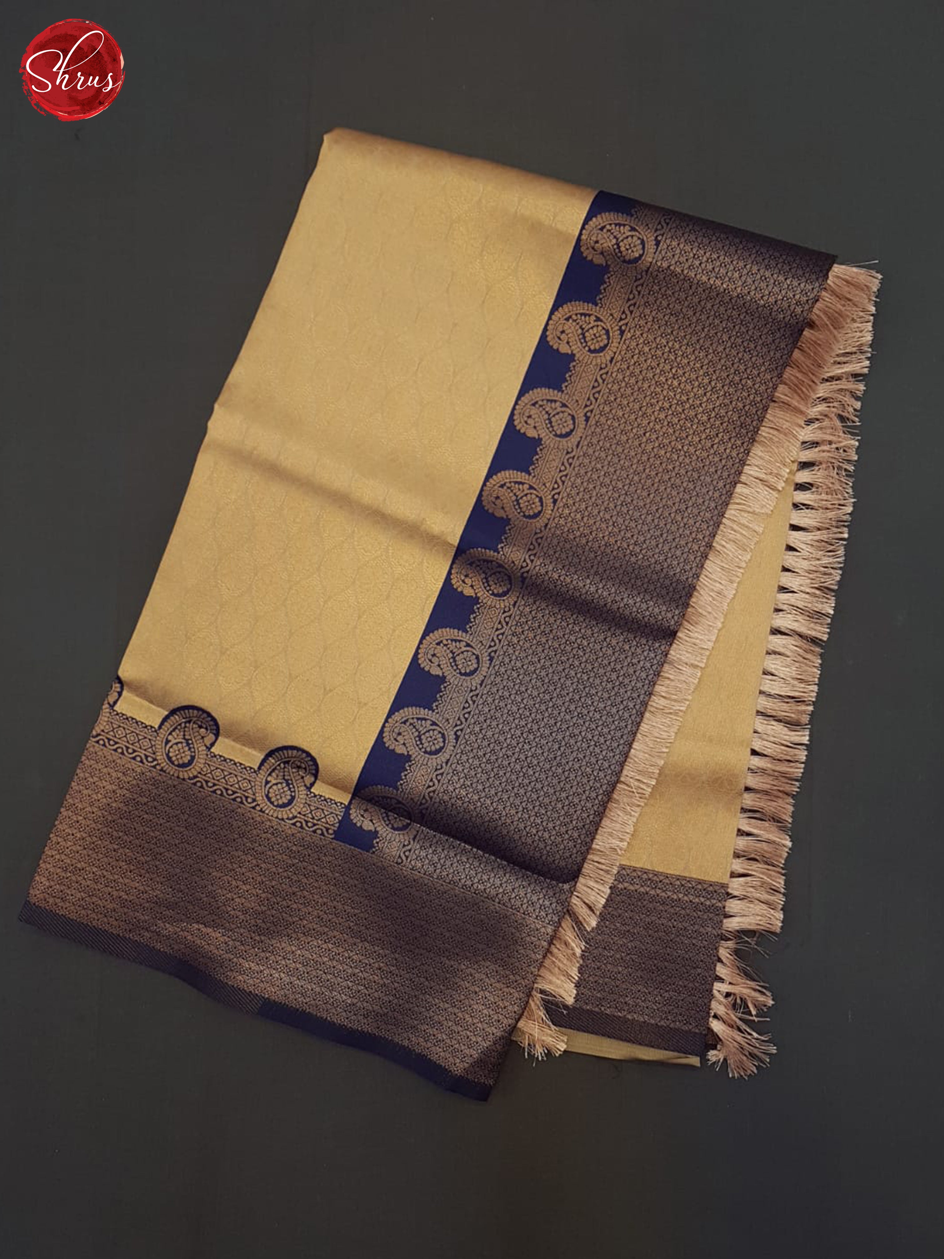 Beige & Blue - Semi Kanchipuram Saree - Shop on ShrusEternity.com