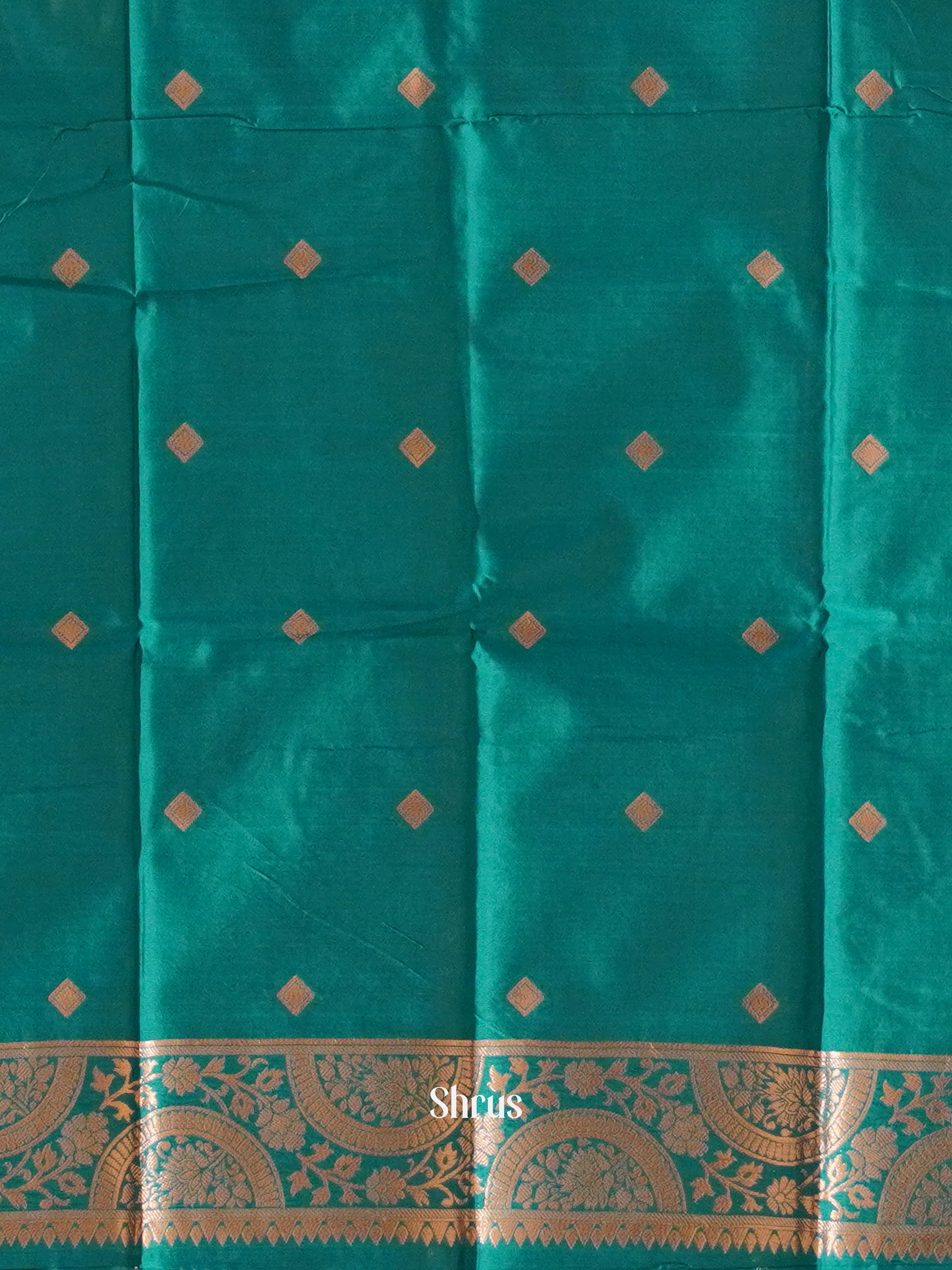 Blue And Green-semi soft silk saree