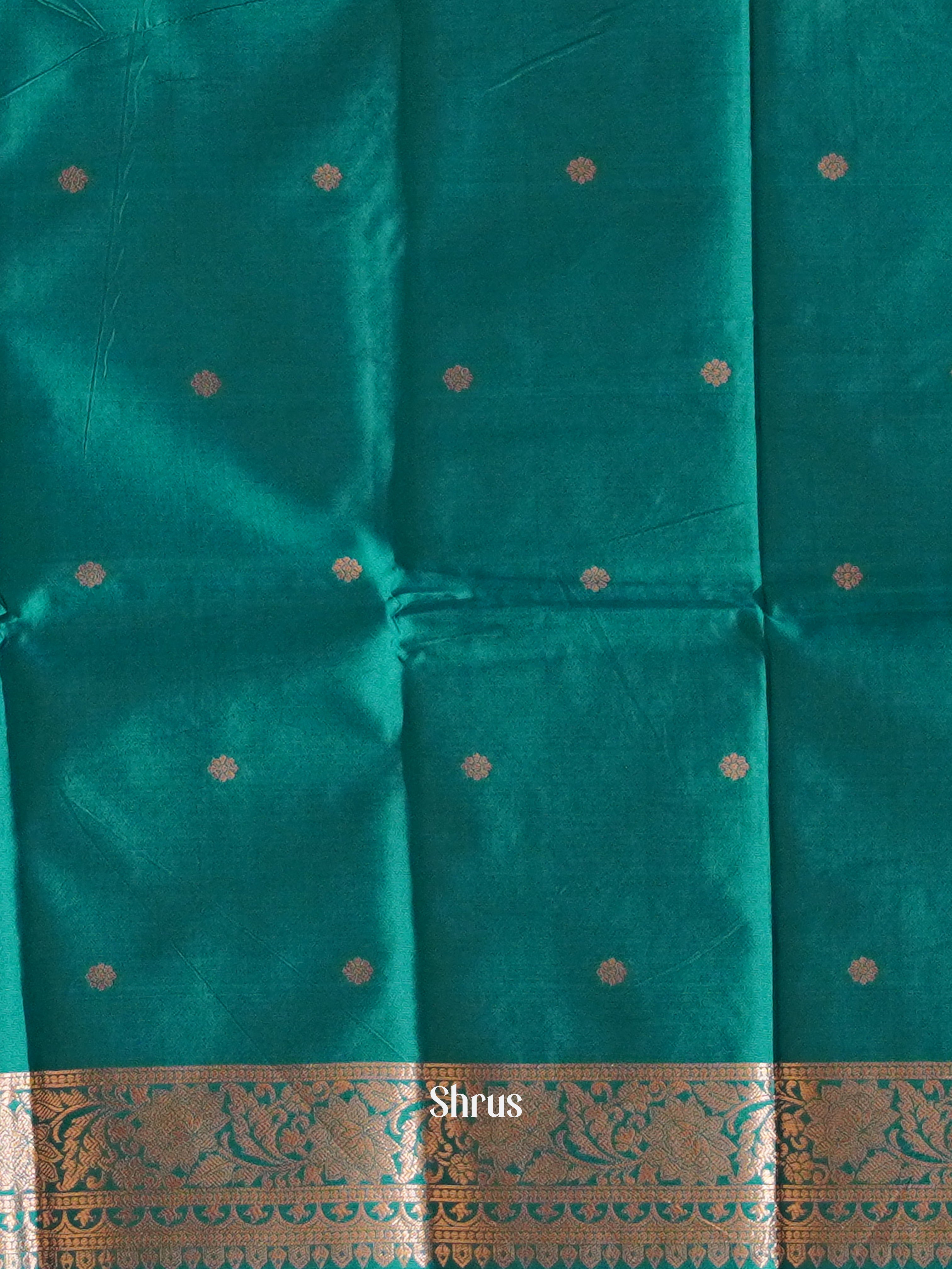 Blue and green - Semi Softsilk Saree