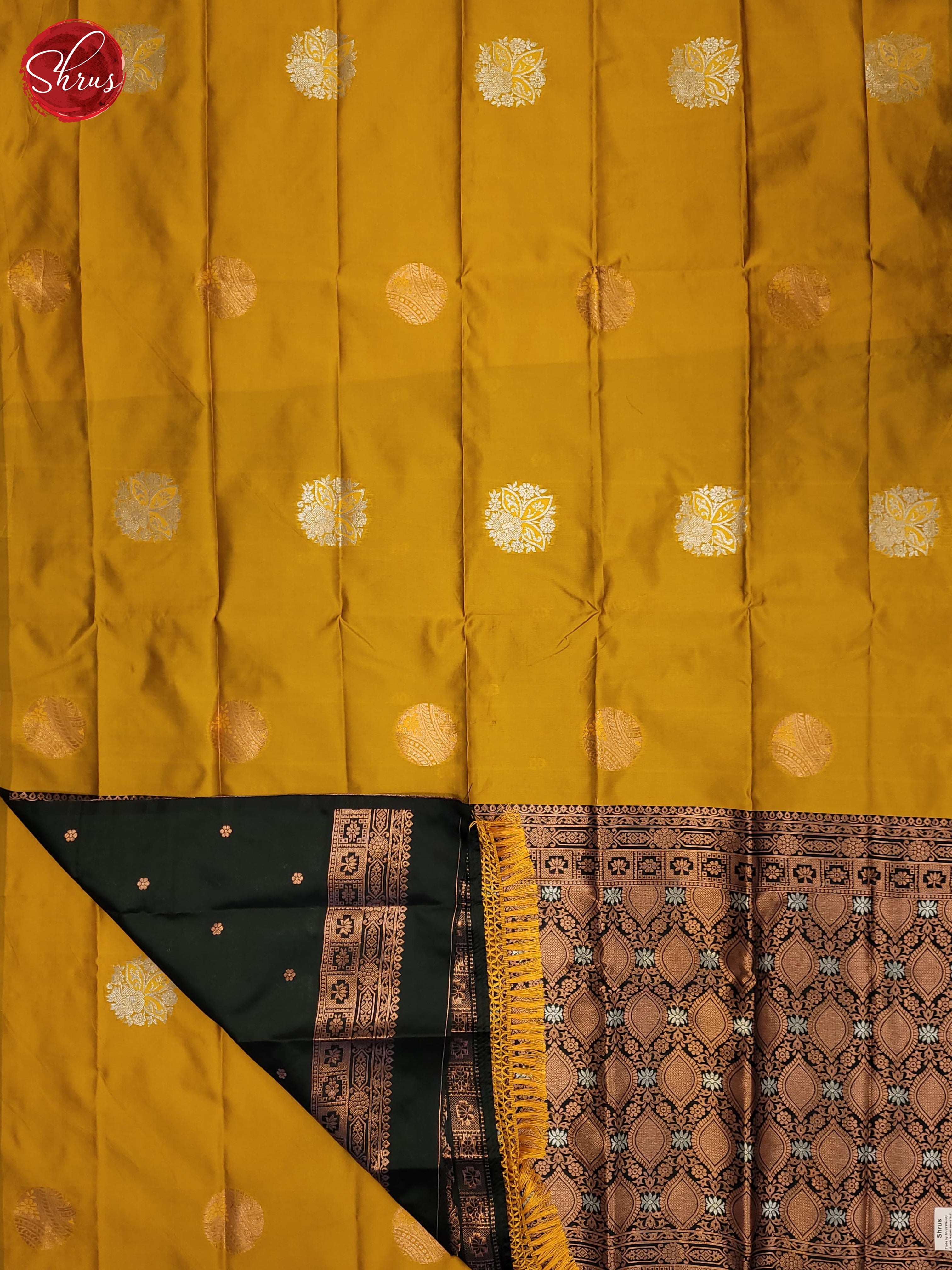 Mustard Green & Green - Semi Softsilk Saree - Shop on ShrusEternity.com