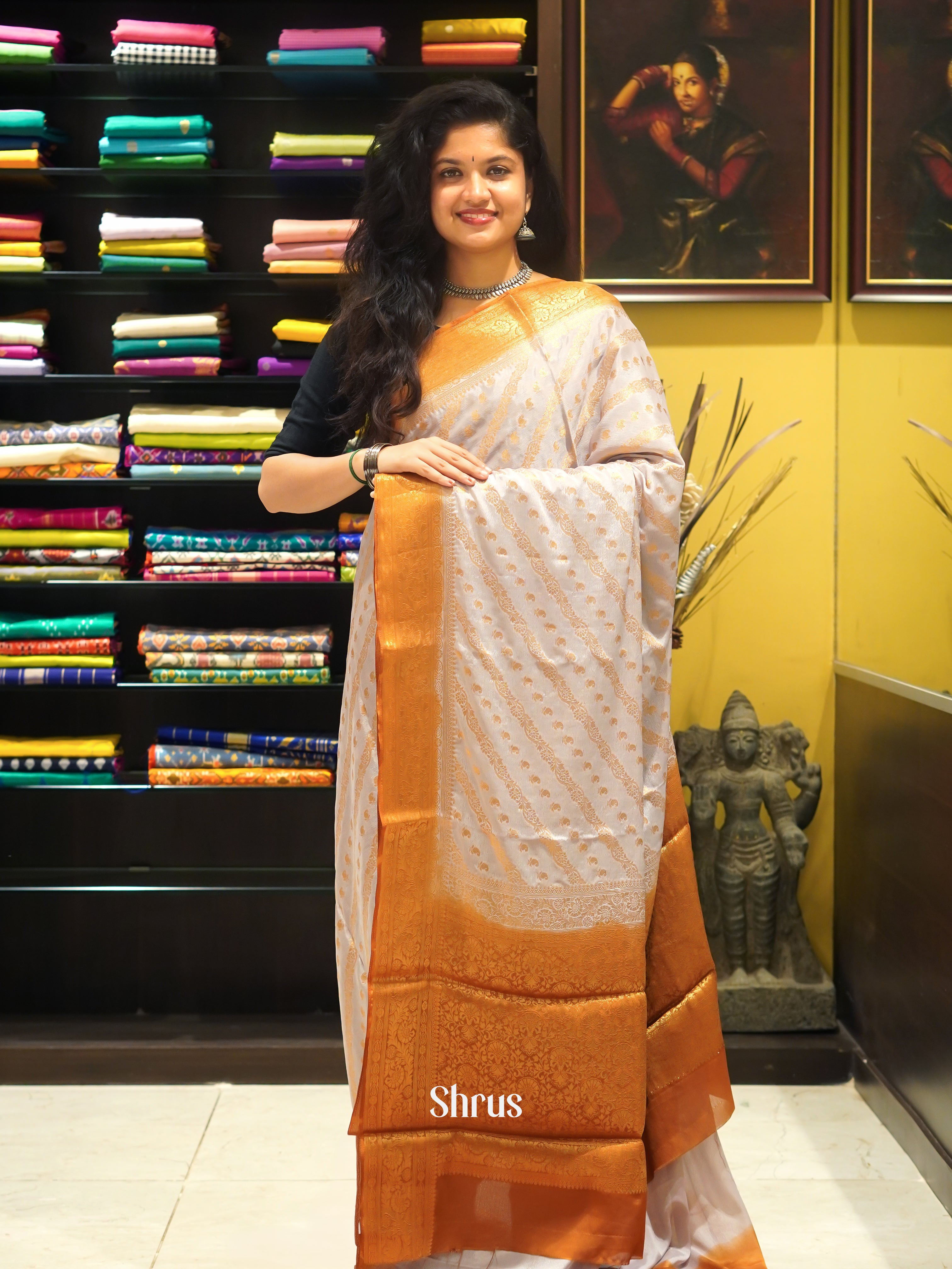 Grey & Brick - Semi Georgette Saree