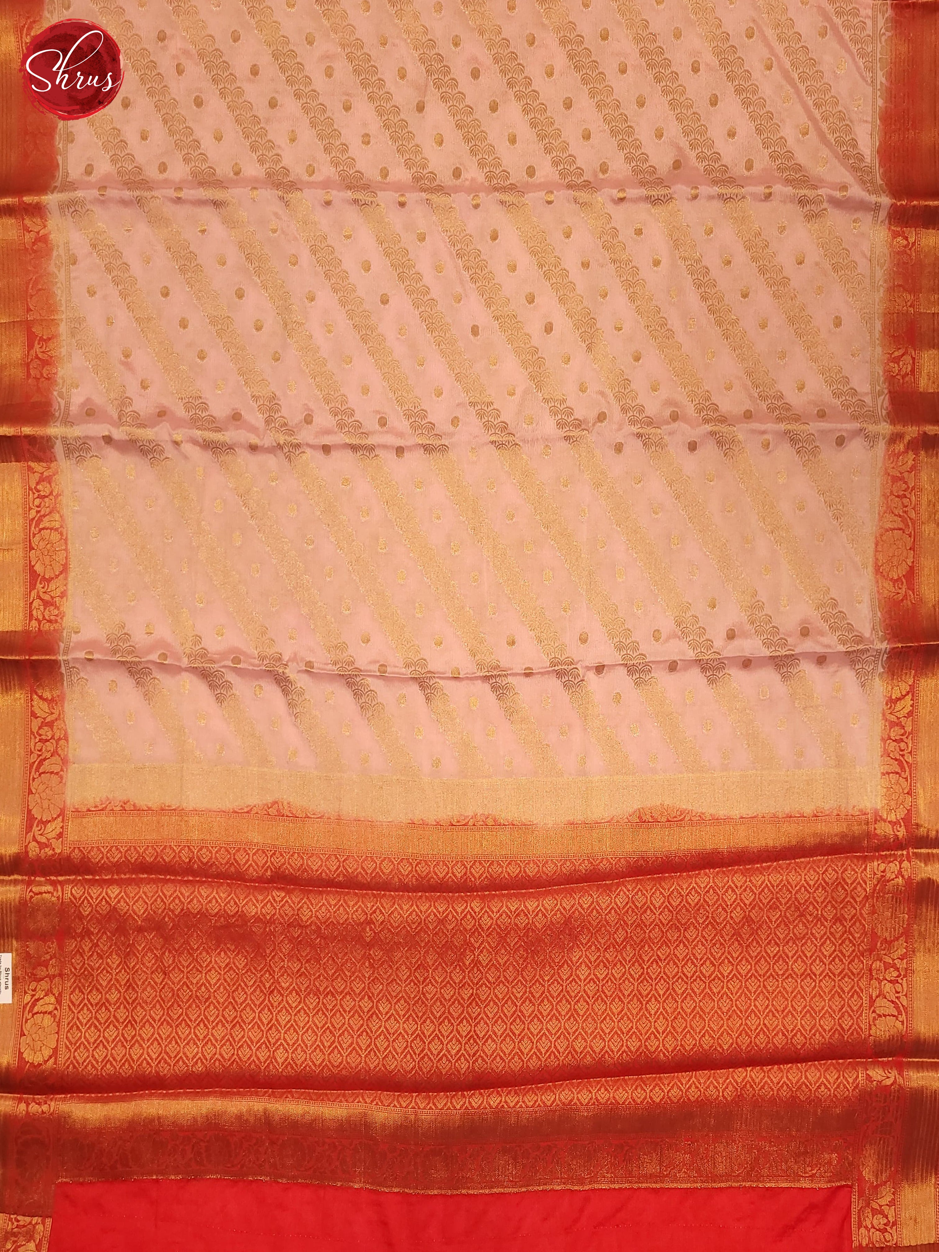 Peach & Red- Semi Georgette Saree - Shop on ShrusEternity.com