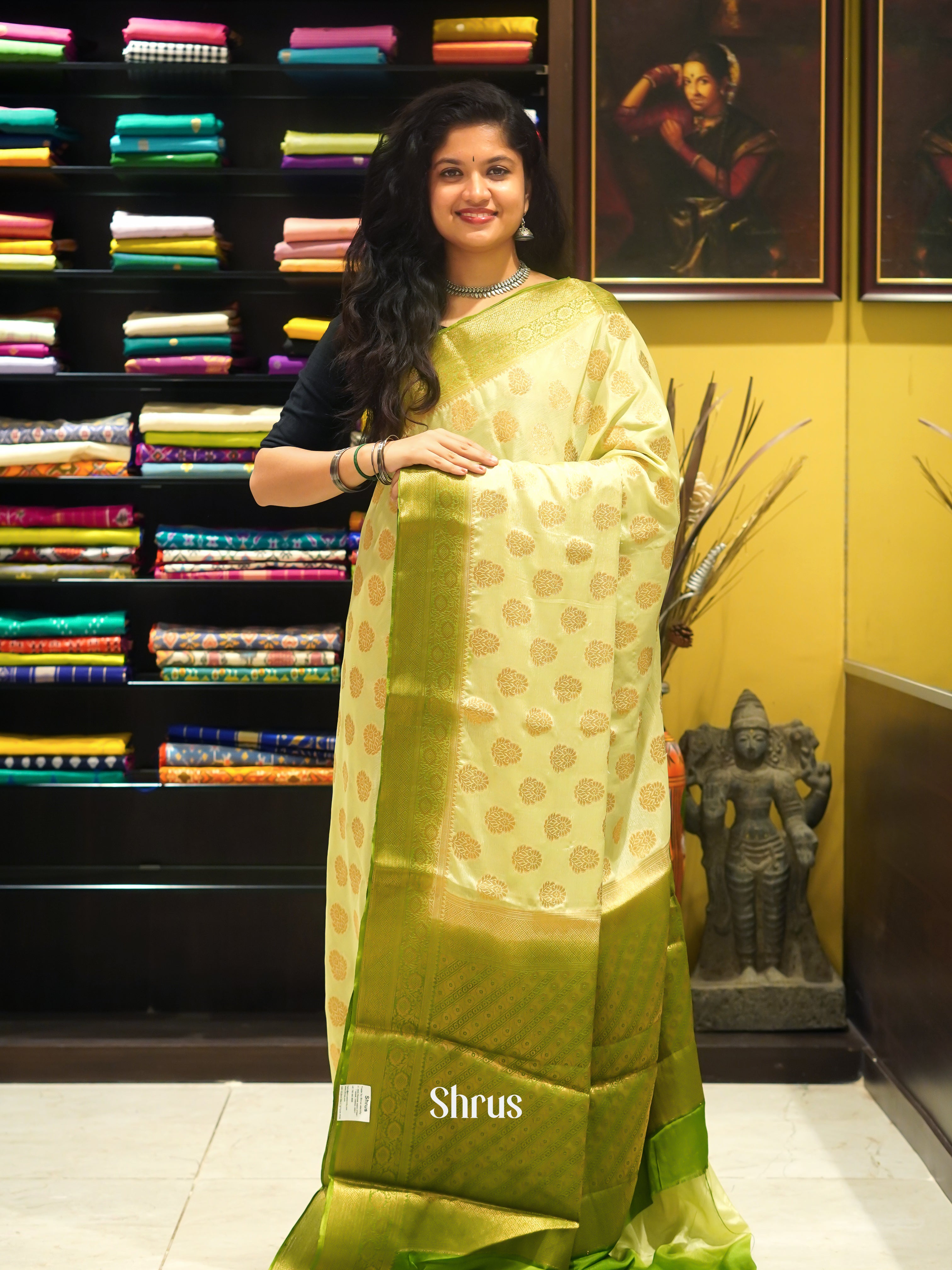 Light Green & Green - Semi Georgette Saree