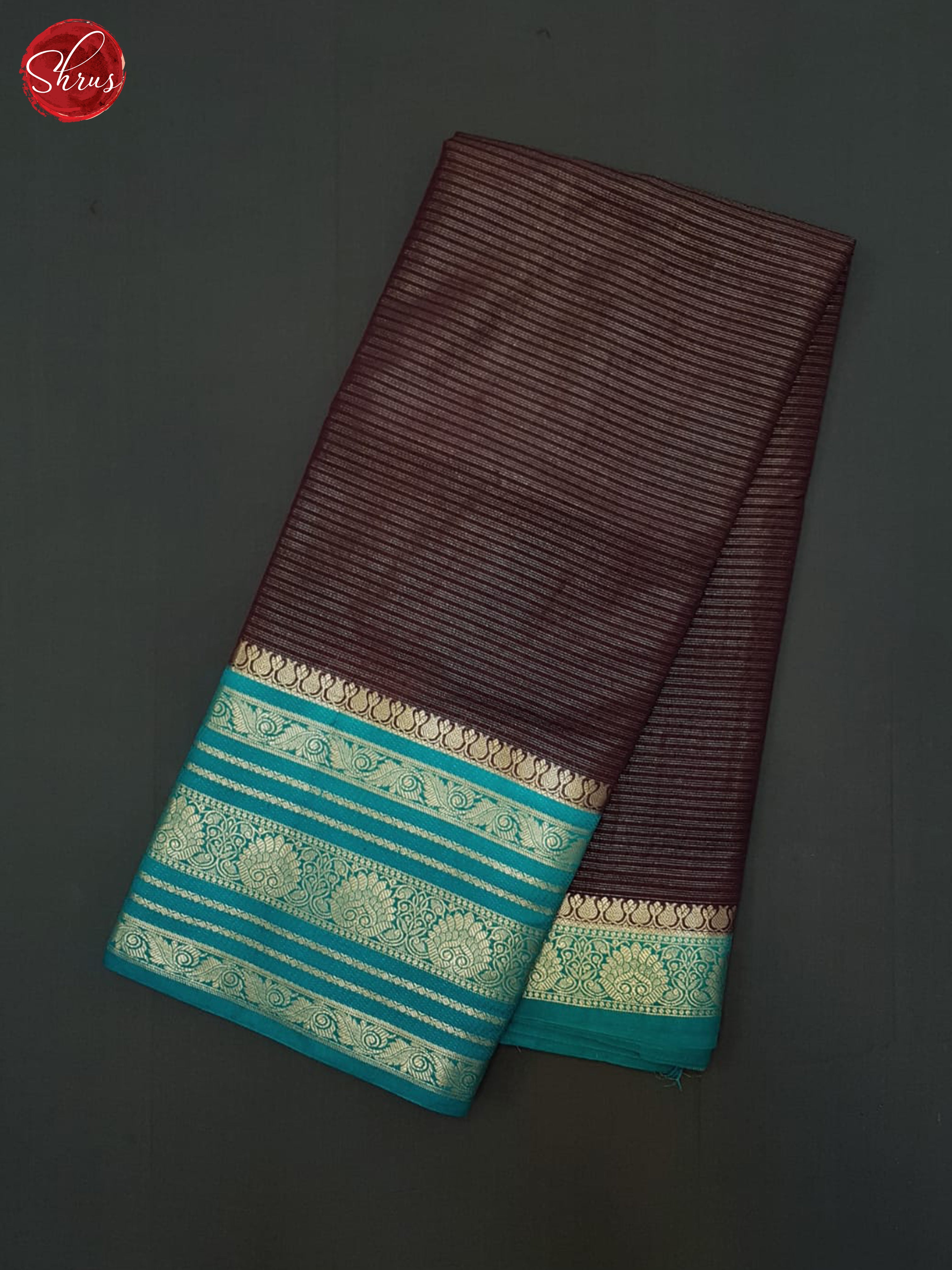 Brown & Blue - Semi Dupion Saree - Shop on ShrusEternity.com