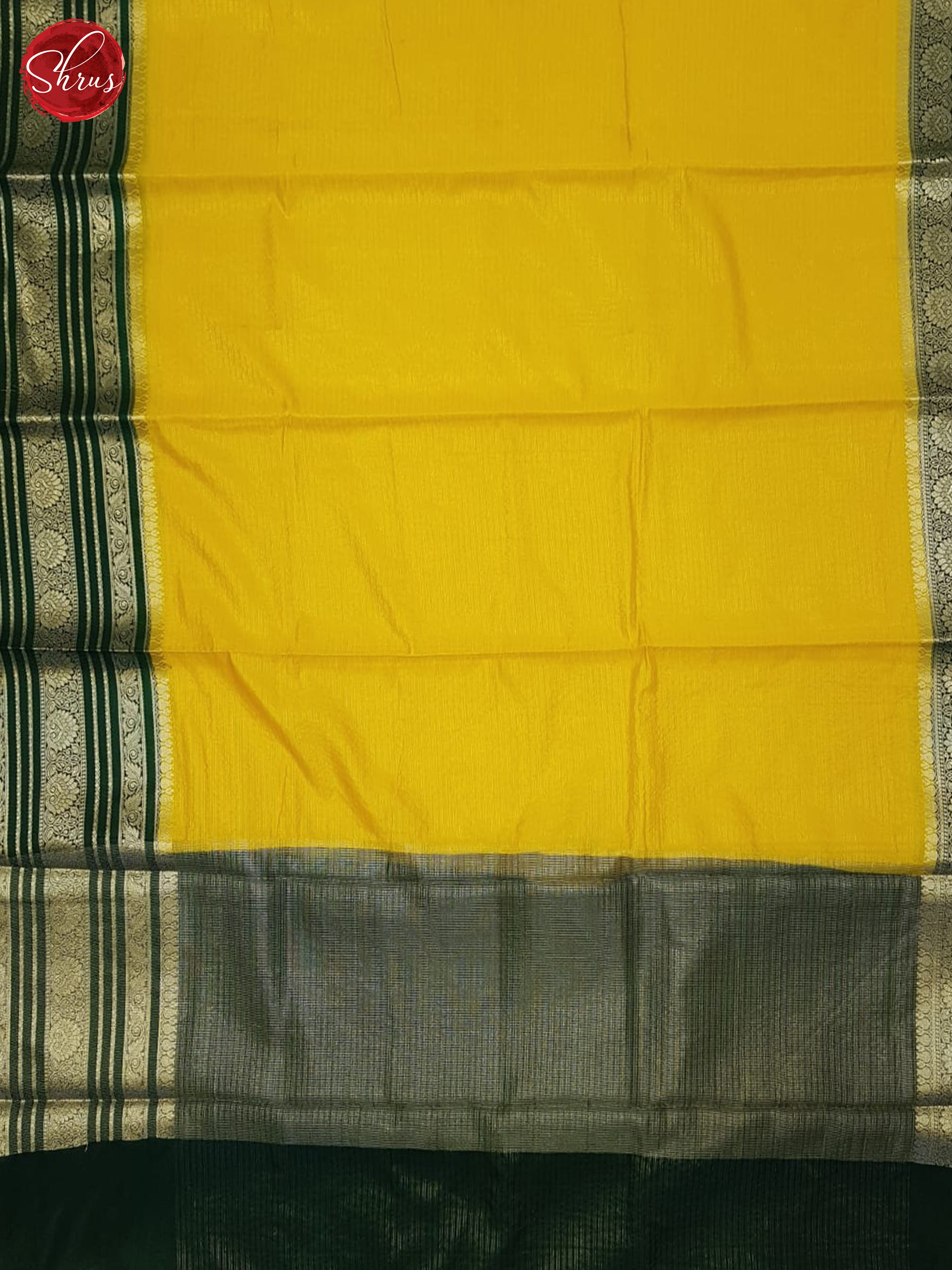Yellow & Green - Semi Dupion Saree - Shop on ShrusEternity.com