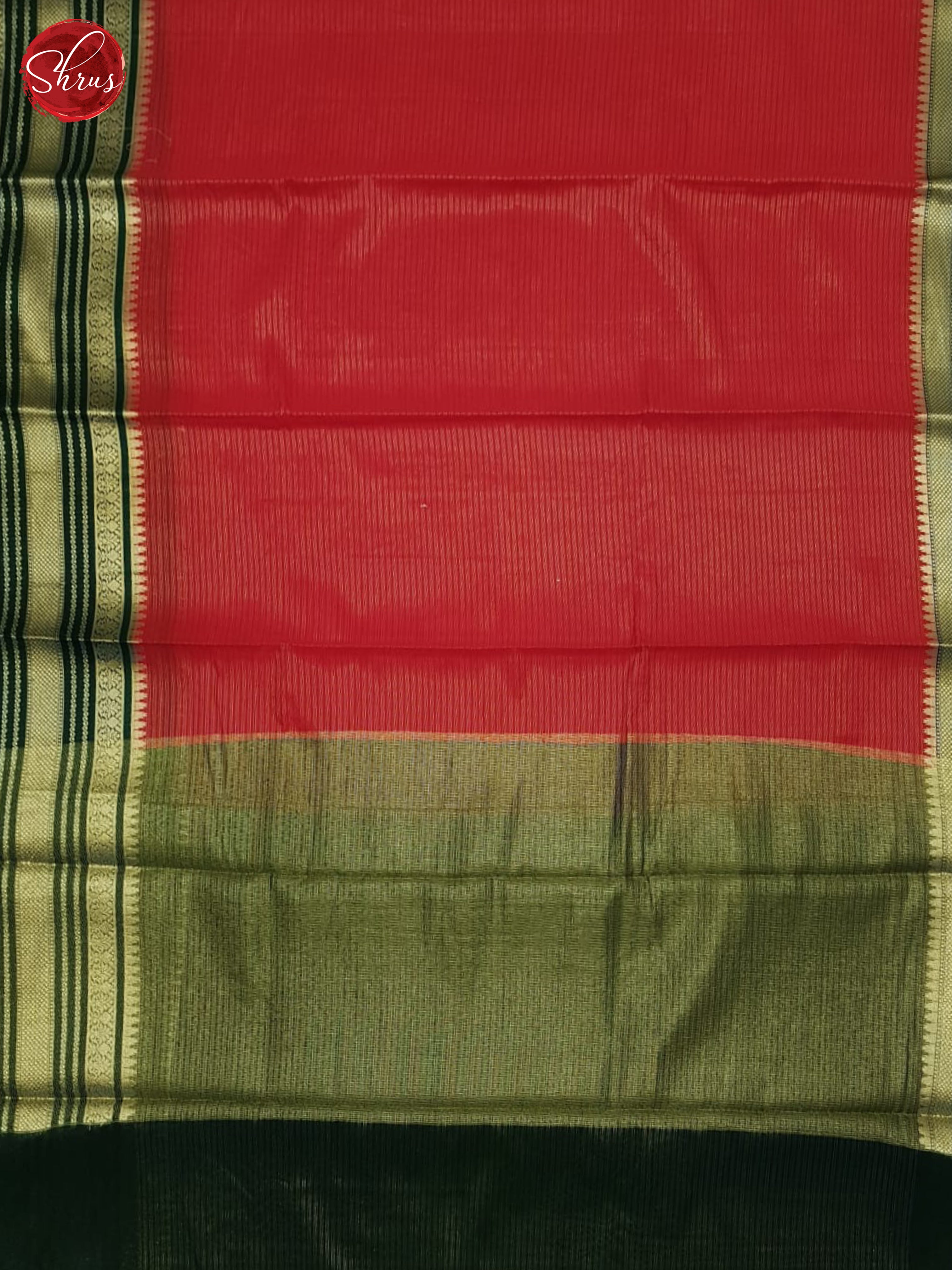 Red & Green- Semi Dupion Saree - Shop on ShrusEternity.com