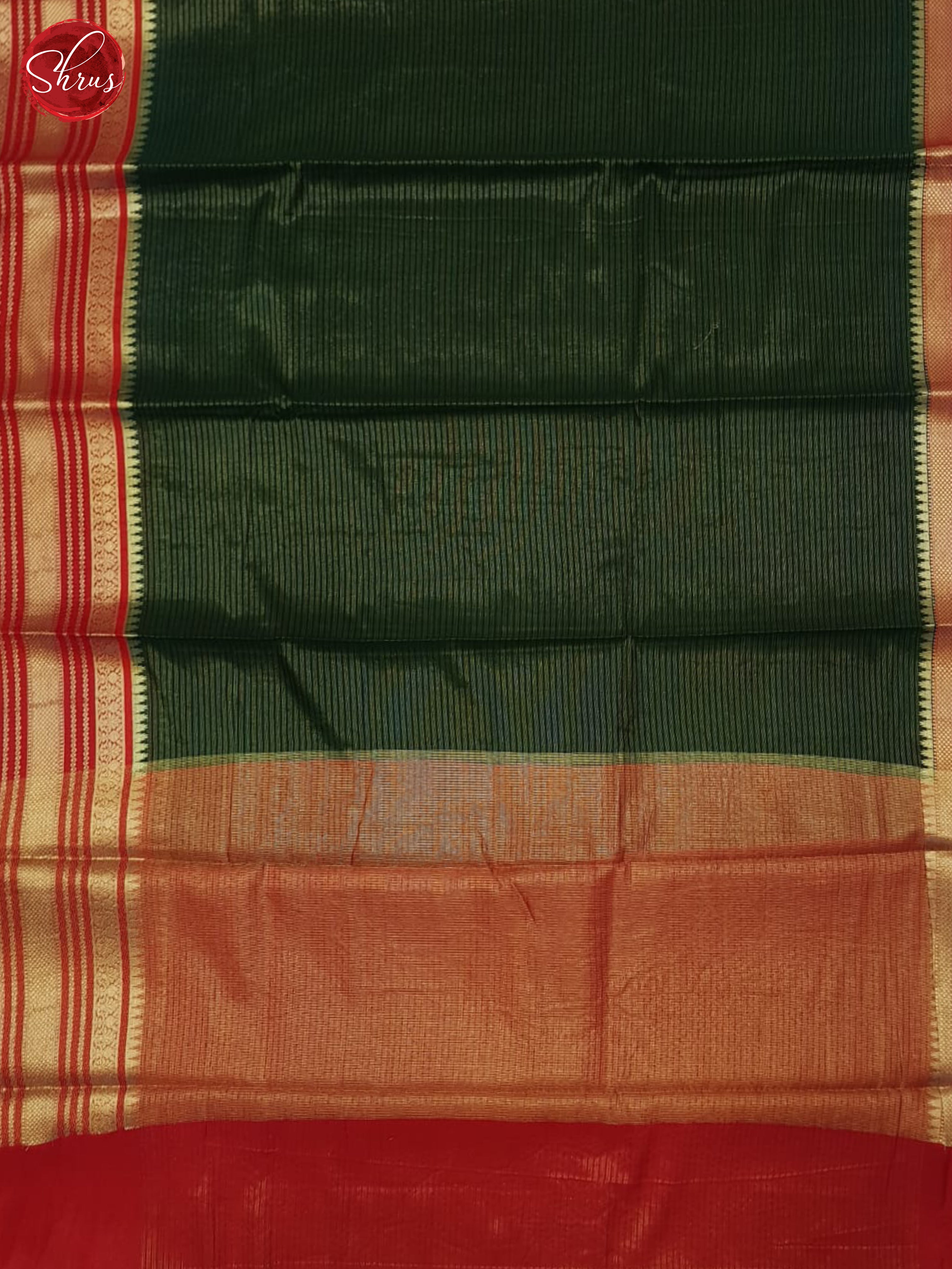 Green & Red - Semi Dupion Saree - Shop on ShrusEternity.com